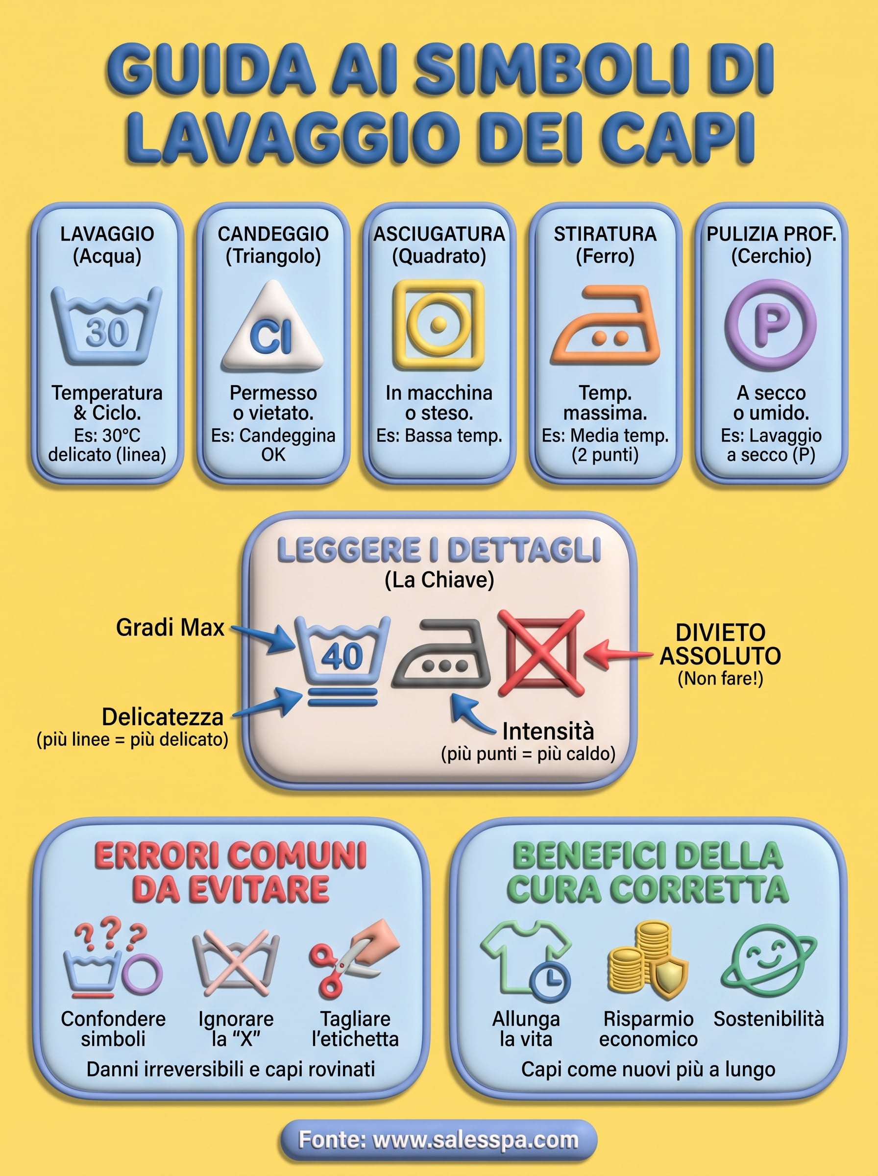 etichette per il lavaggio dei capi infographic