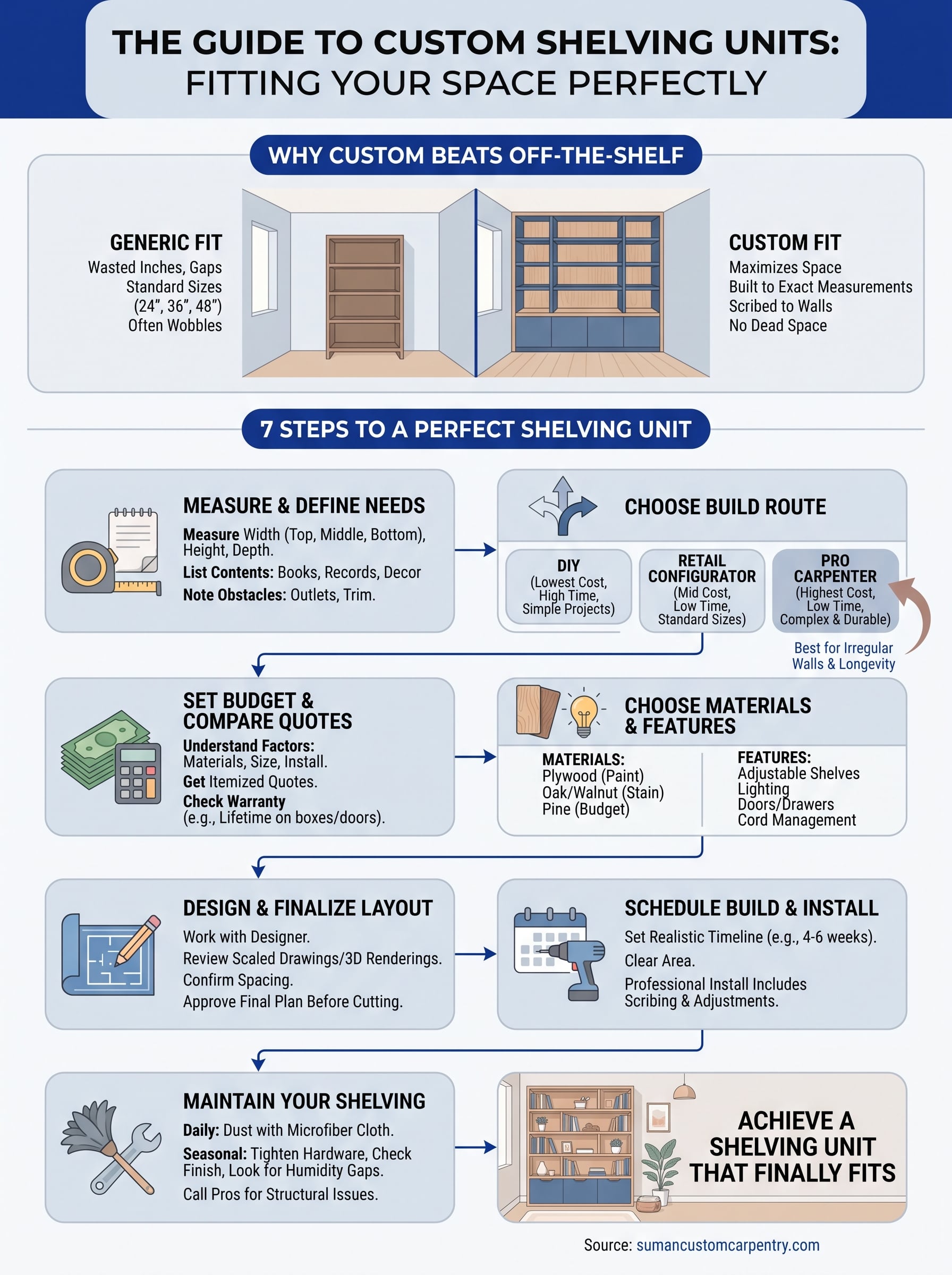 custom shelving unit infographic