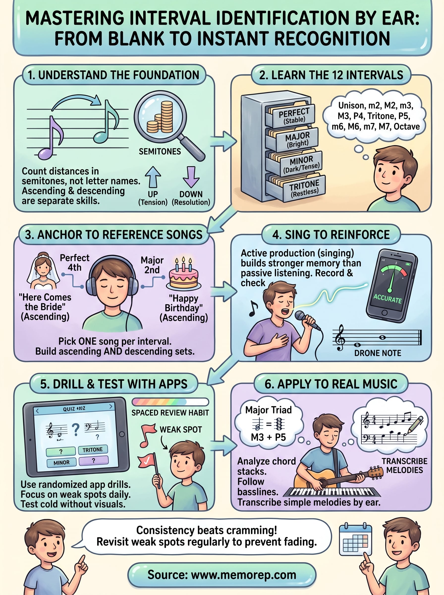 how to identify intervals by ear infographic