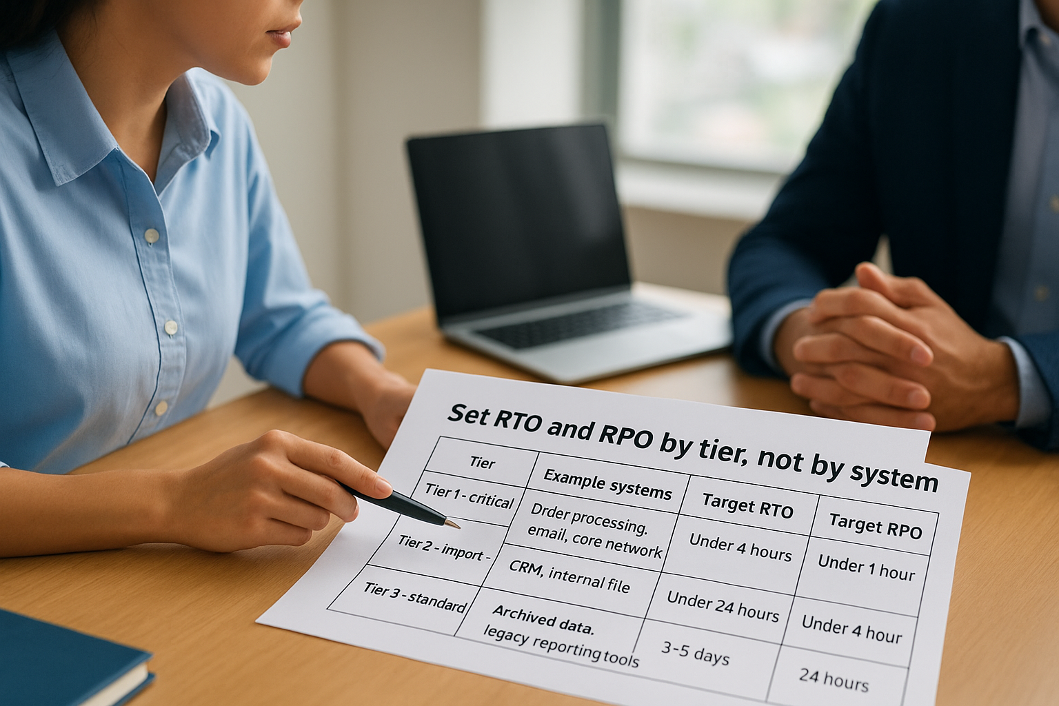 Set RTO and RPO by tier, not by system