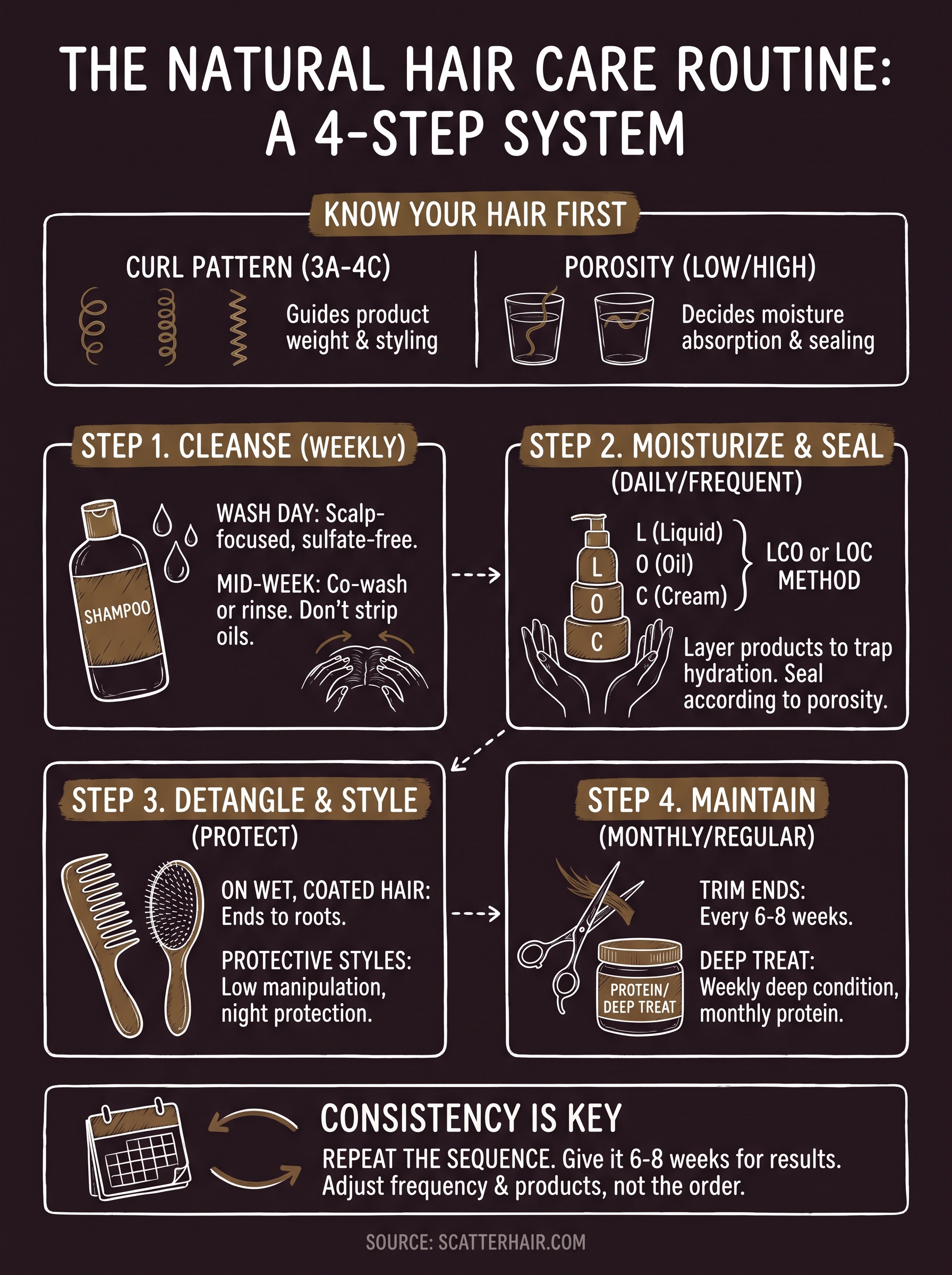 natural hair care routine infographic