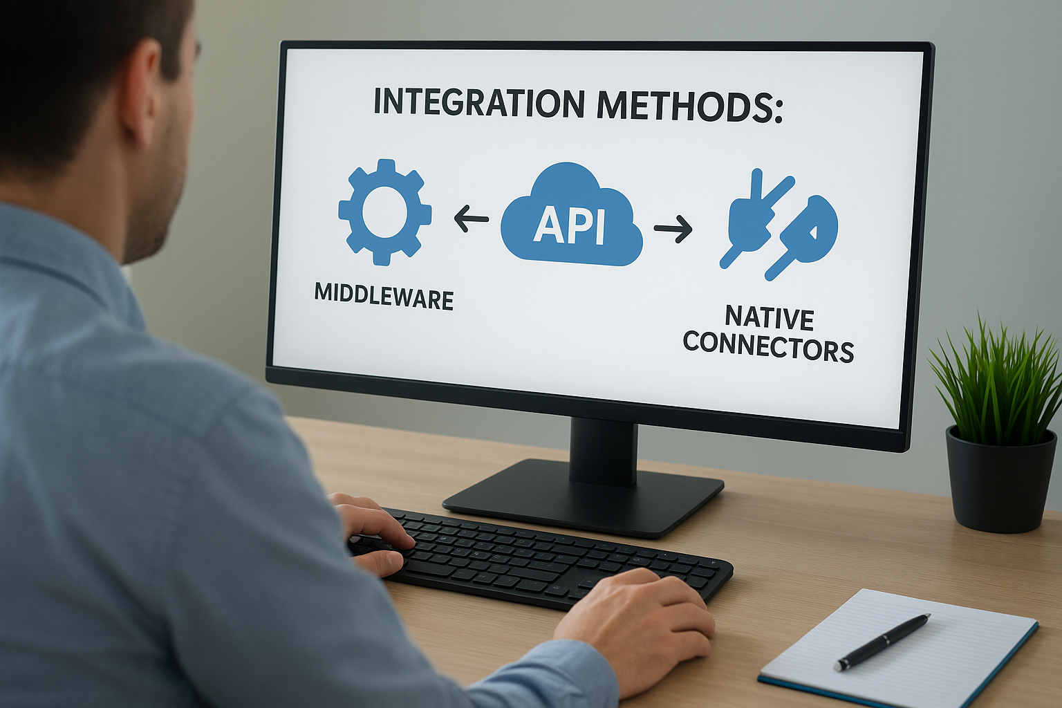 Integration methods: middleware, APIs, and native connectors