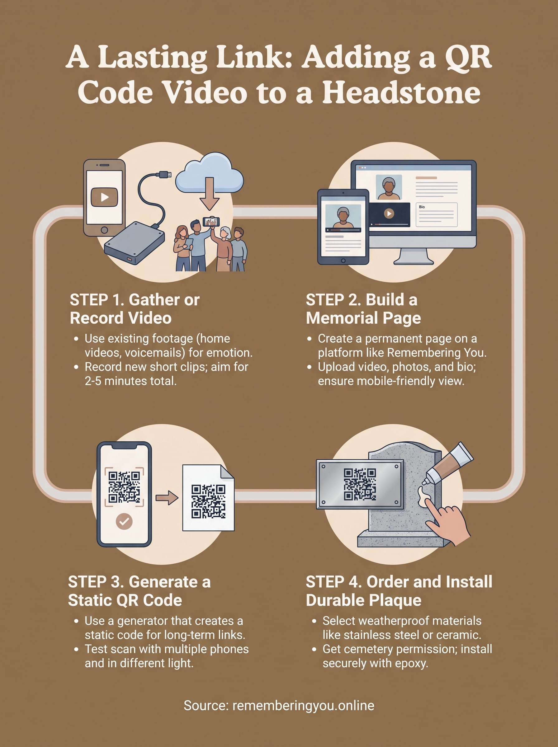 headstone qr code video infographic