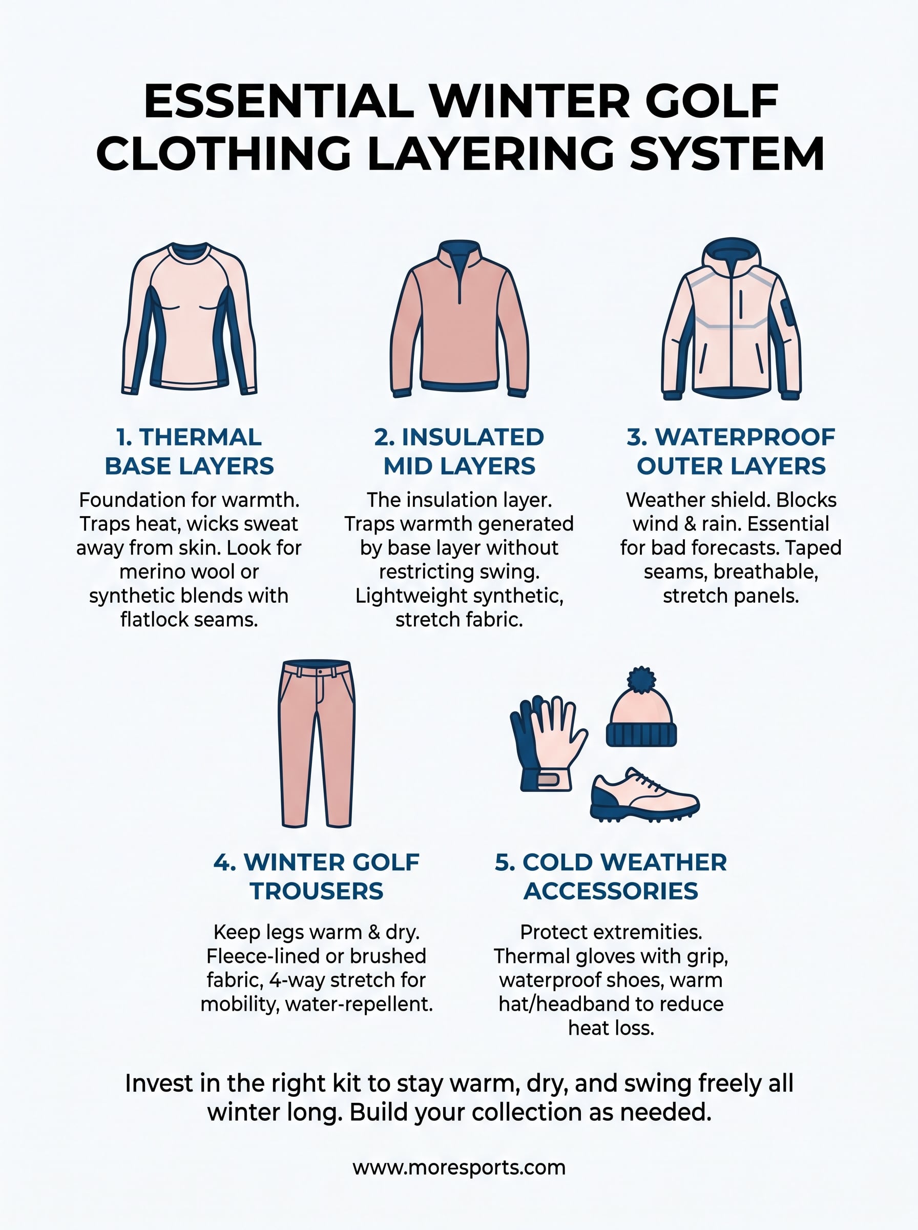 winter golf clothing infographic