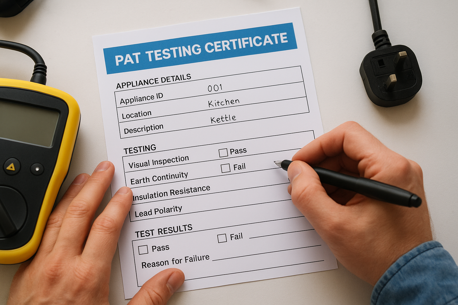 How to complete a PAT testing certificate template