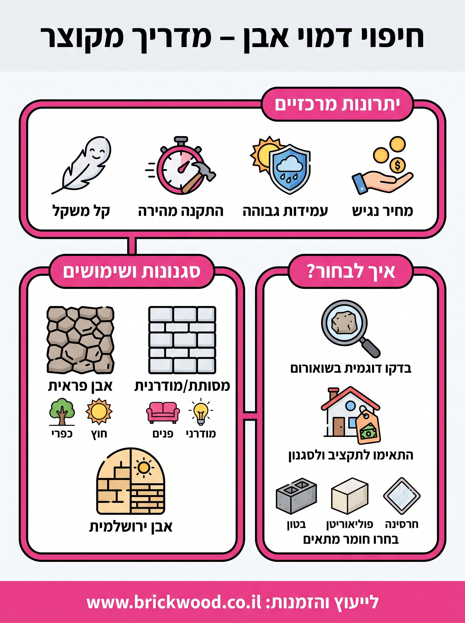 חיפוי קירות דמוי אבן infographic