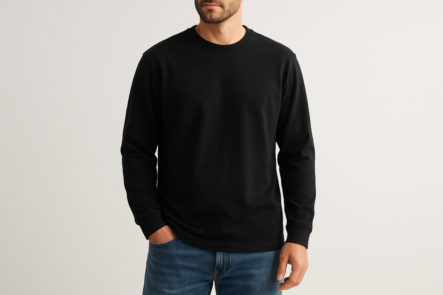 1. SÖMNAD Relaxed Supima Cotton Long Sleeve Tee