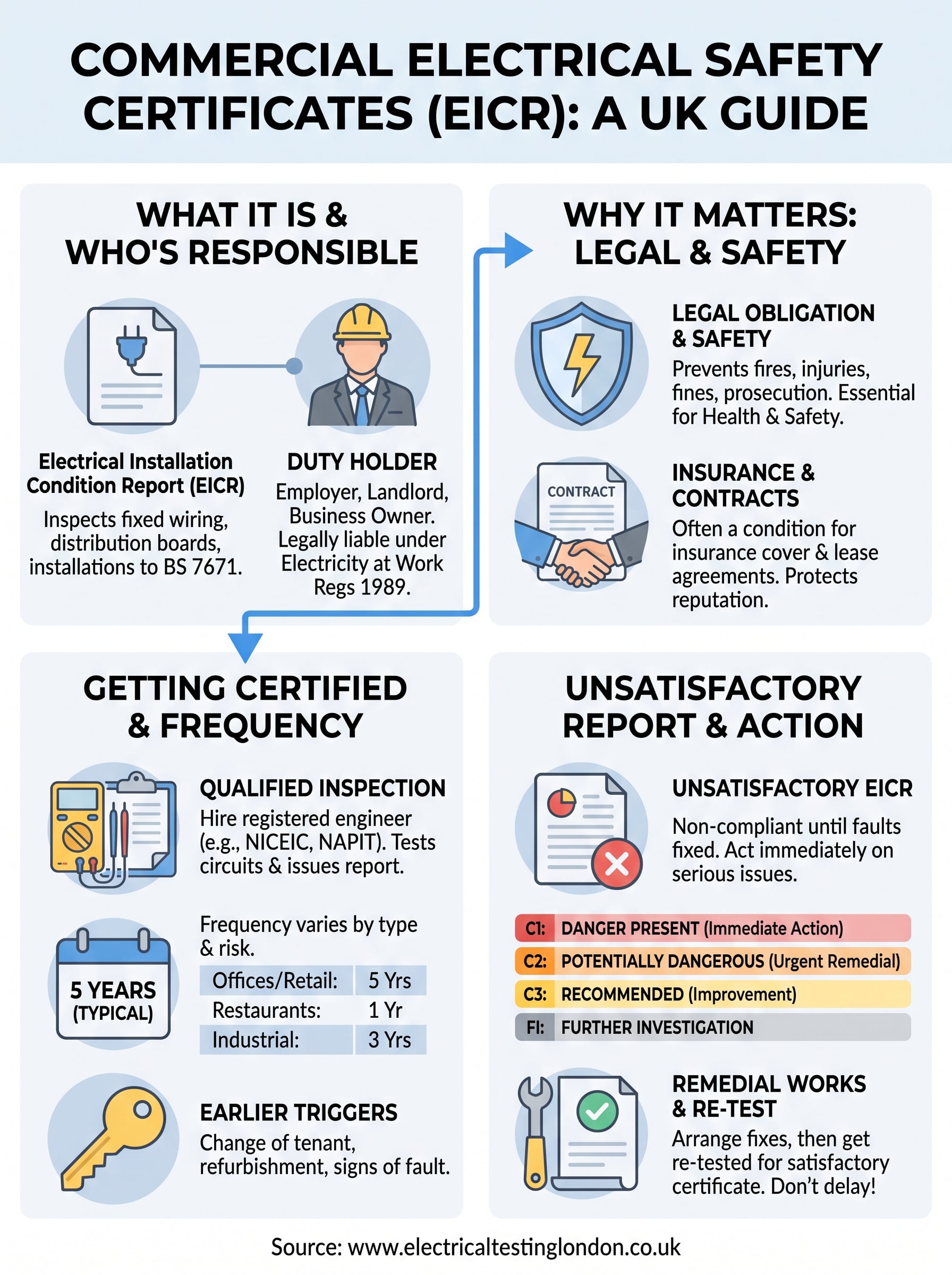 electrical safety certificate for commercial premises infographic