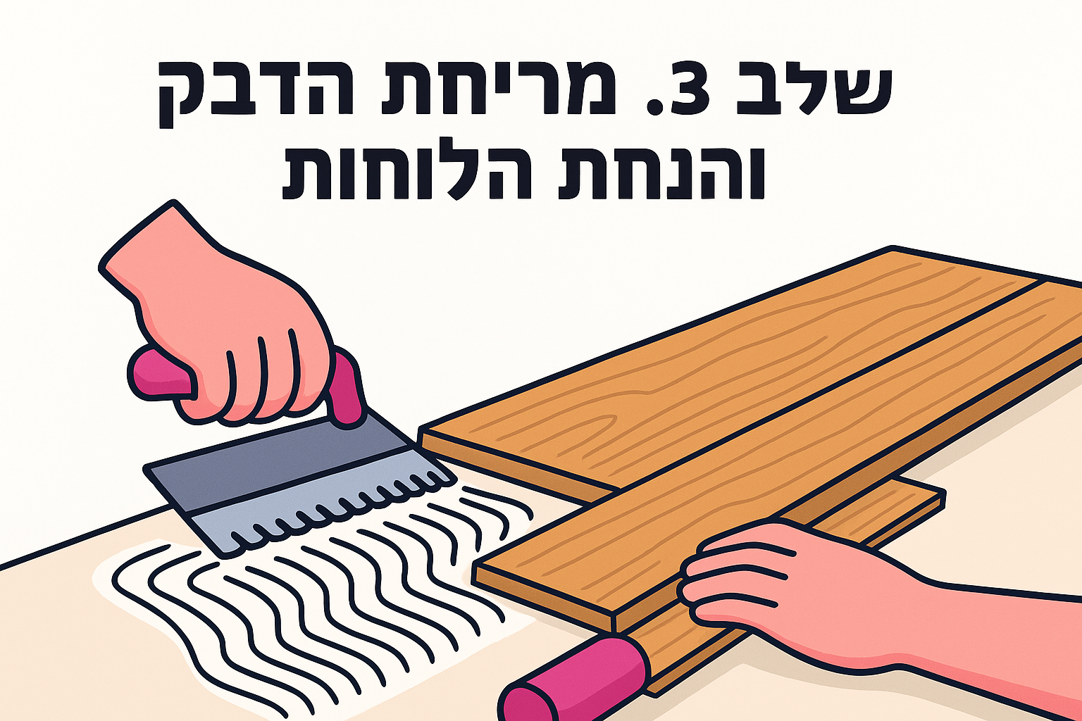 שלב 3. מריחת הדבק והנחת הלוחות