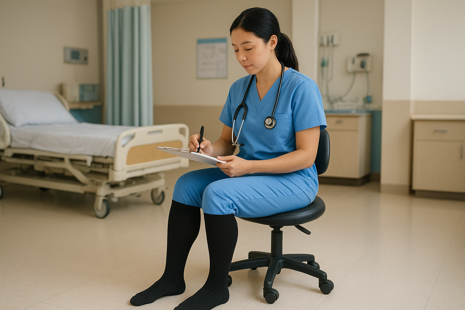 9. How compression socks help nurses on 12-hour shifts