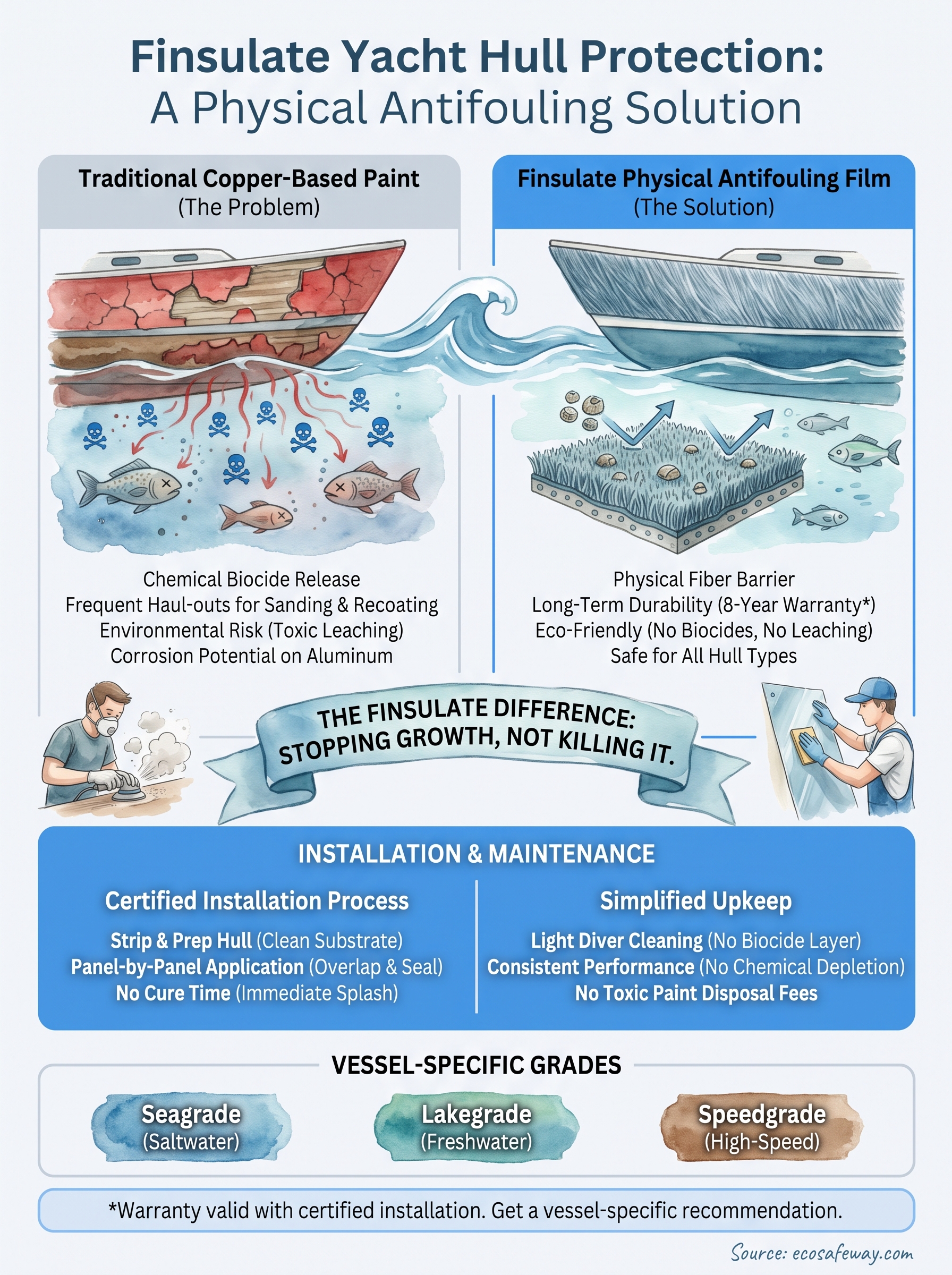 finsulate yacht hull protection infographic