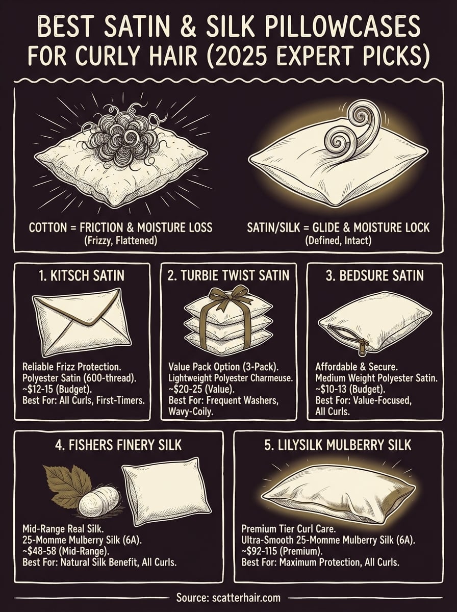 best satin pillowcase for curly hair infographic