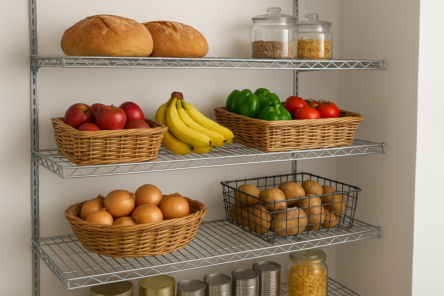 9. Wire and metal shelving for ventilation