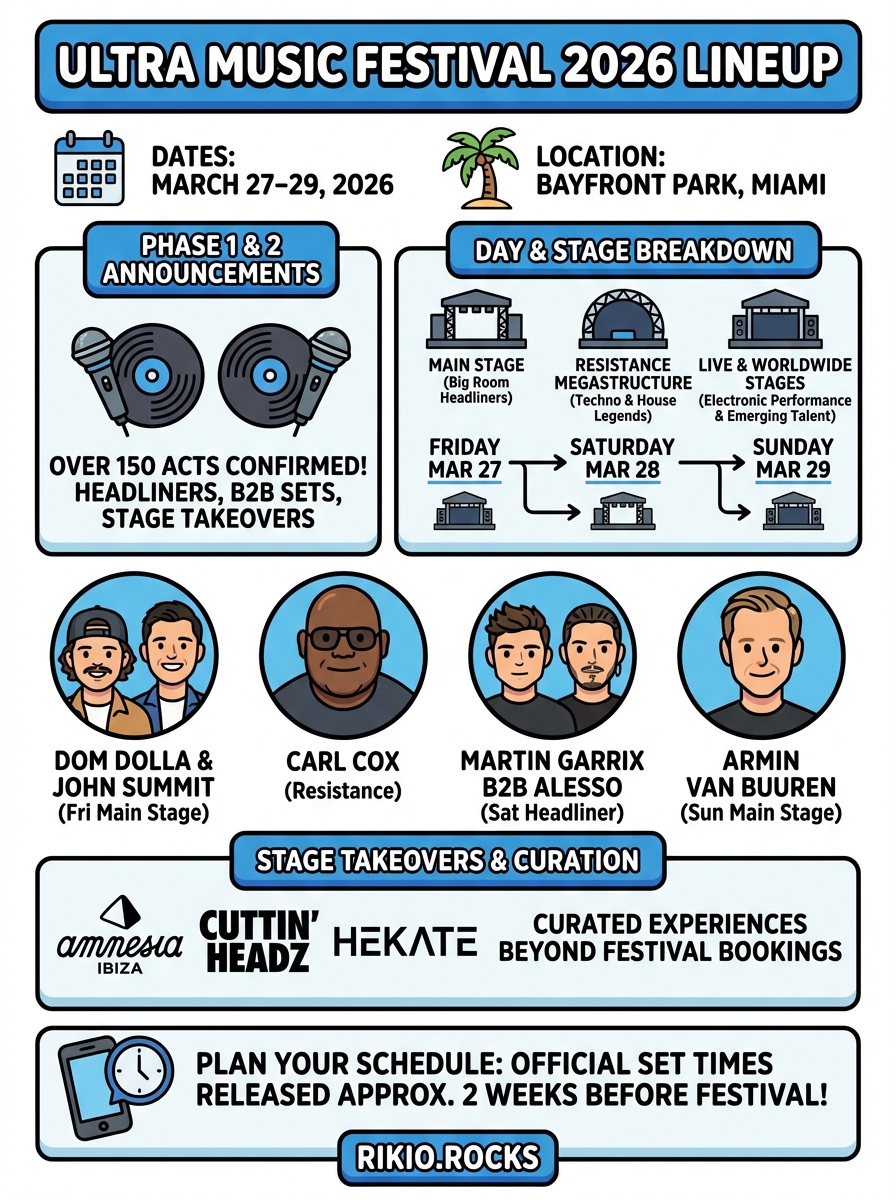 ultra music festival lineup infographic