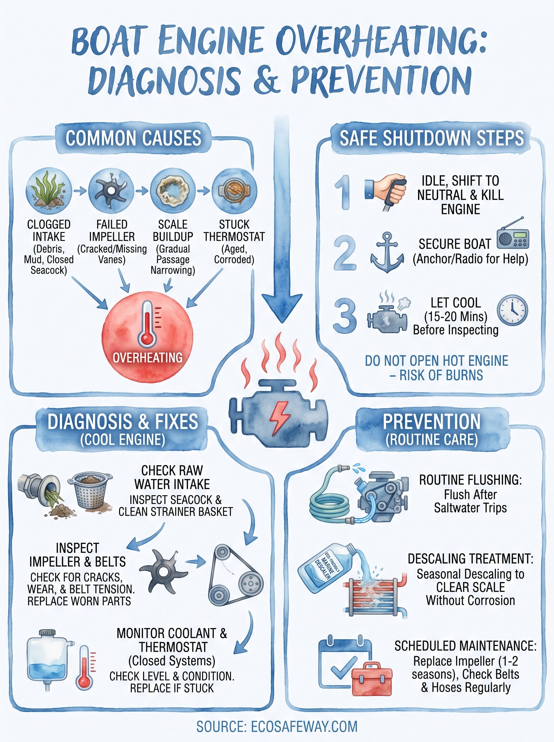 boat engine overheating infographic