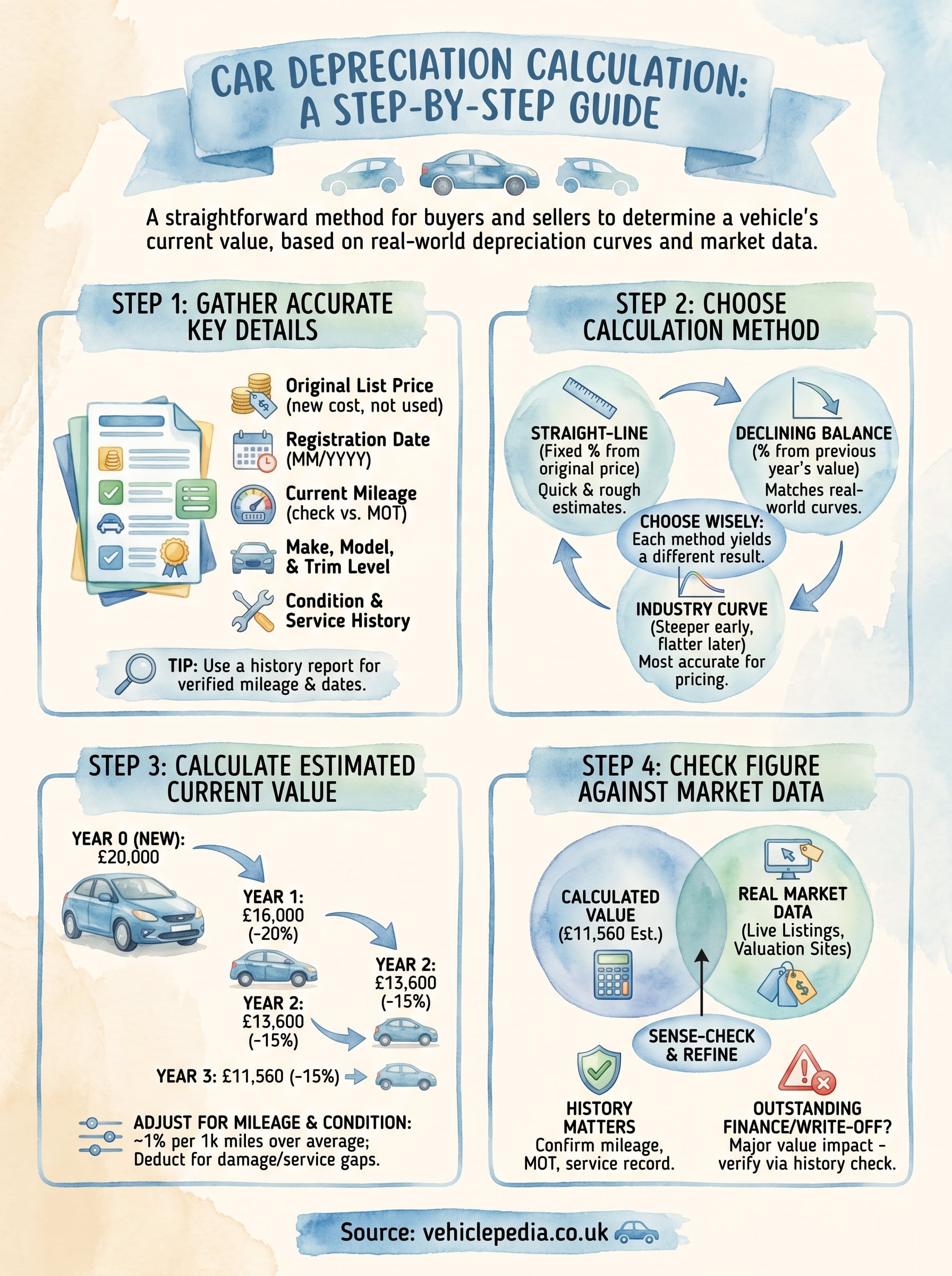 how to calculate car depreciation infographic