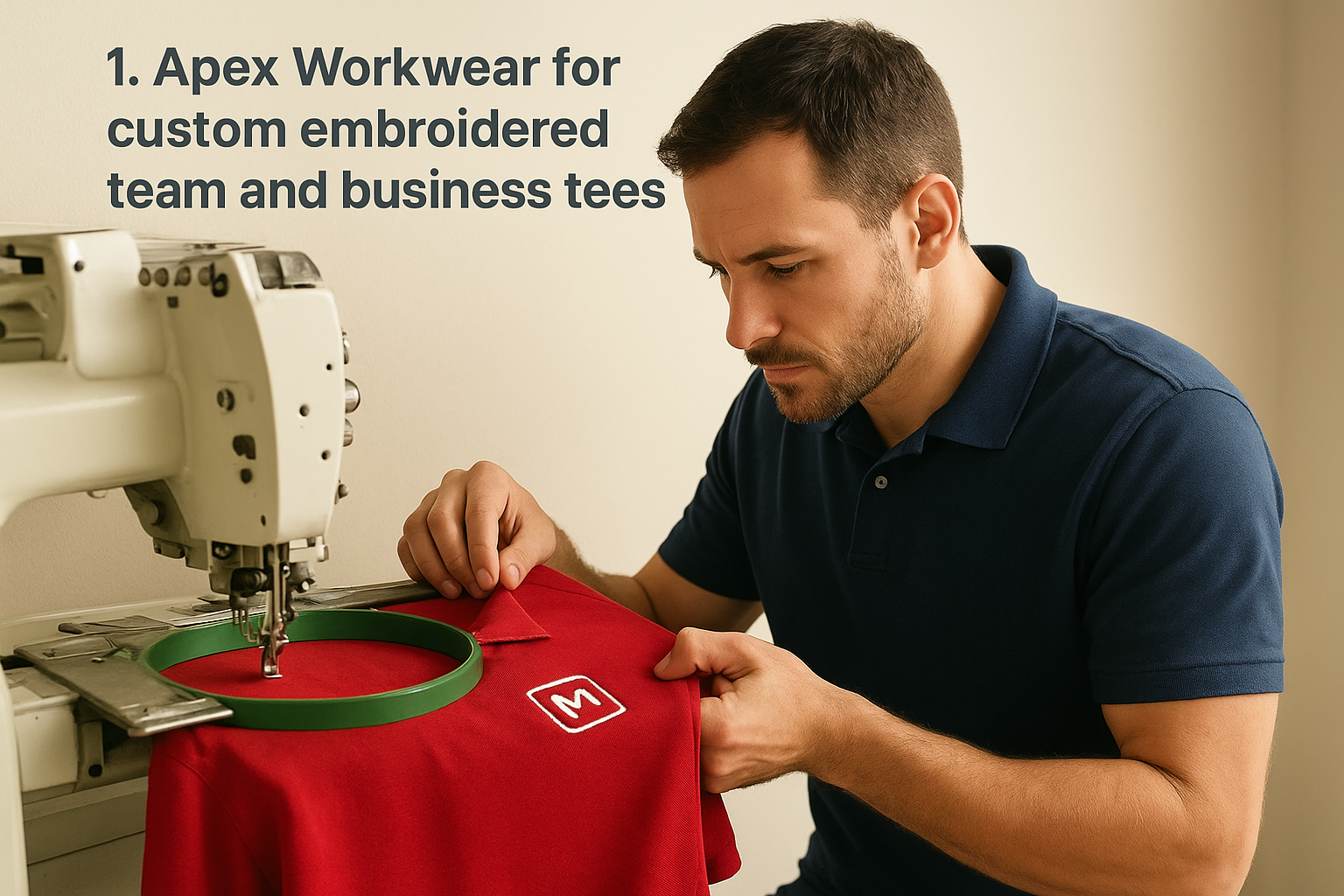 1. Apex Workwear for custom embroidered team and business tees