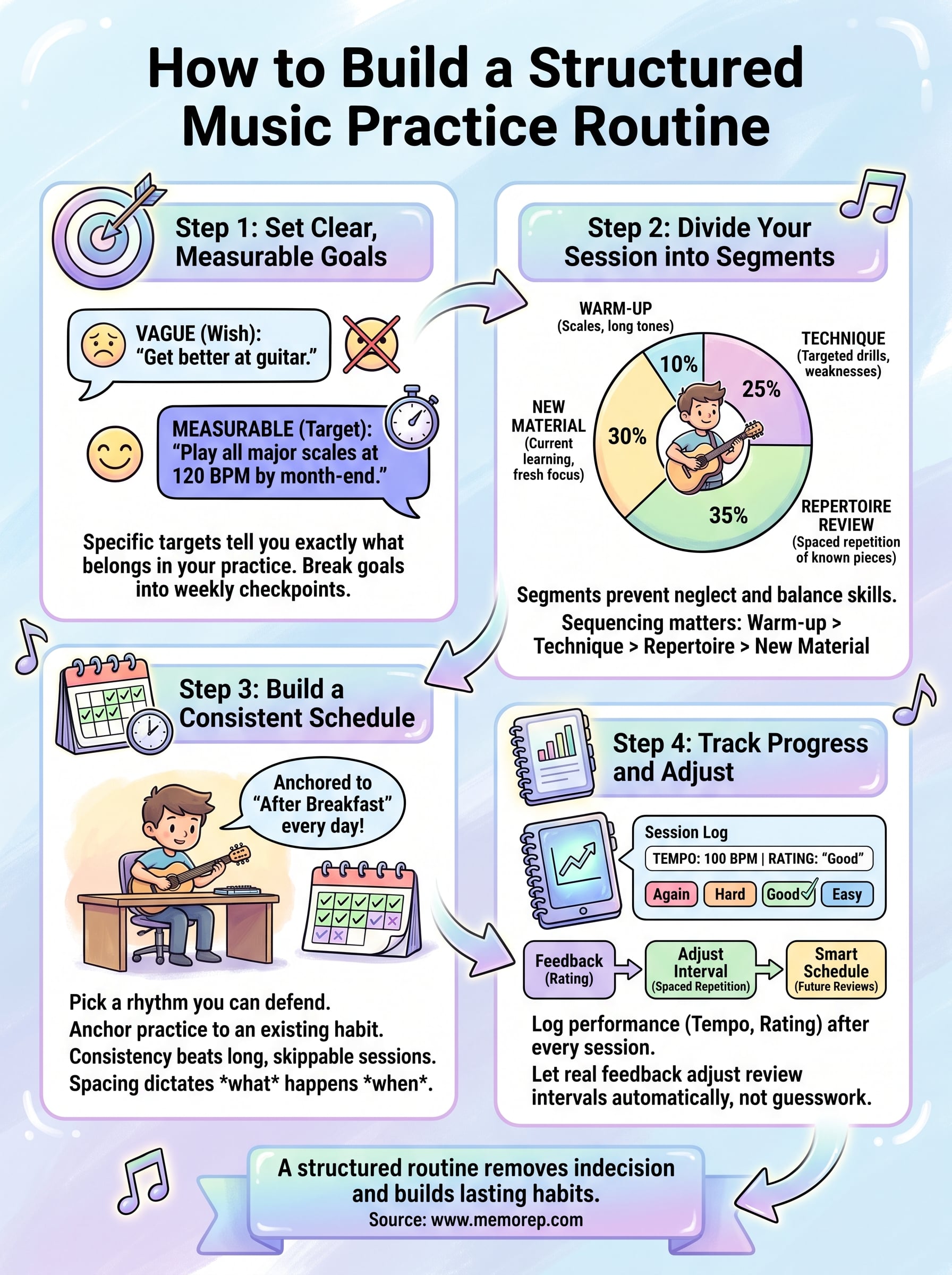 music practice routine infographic