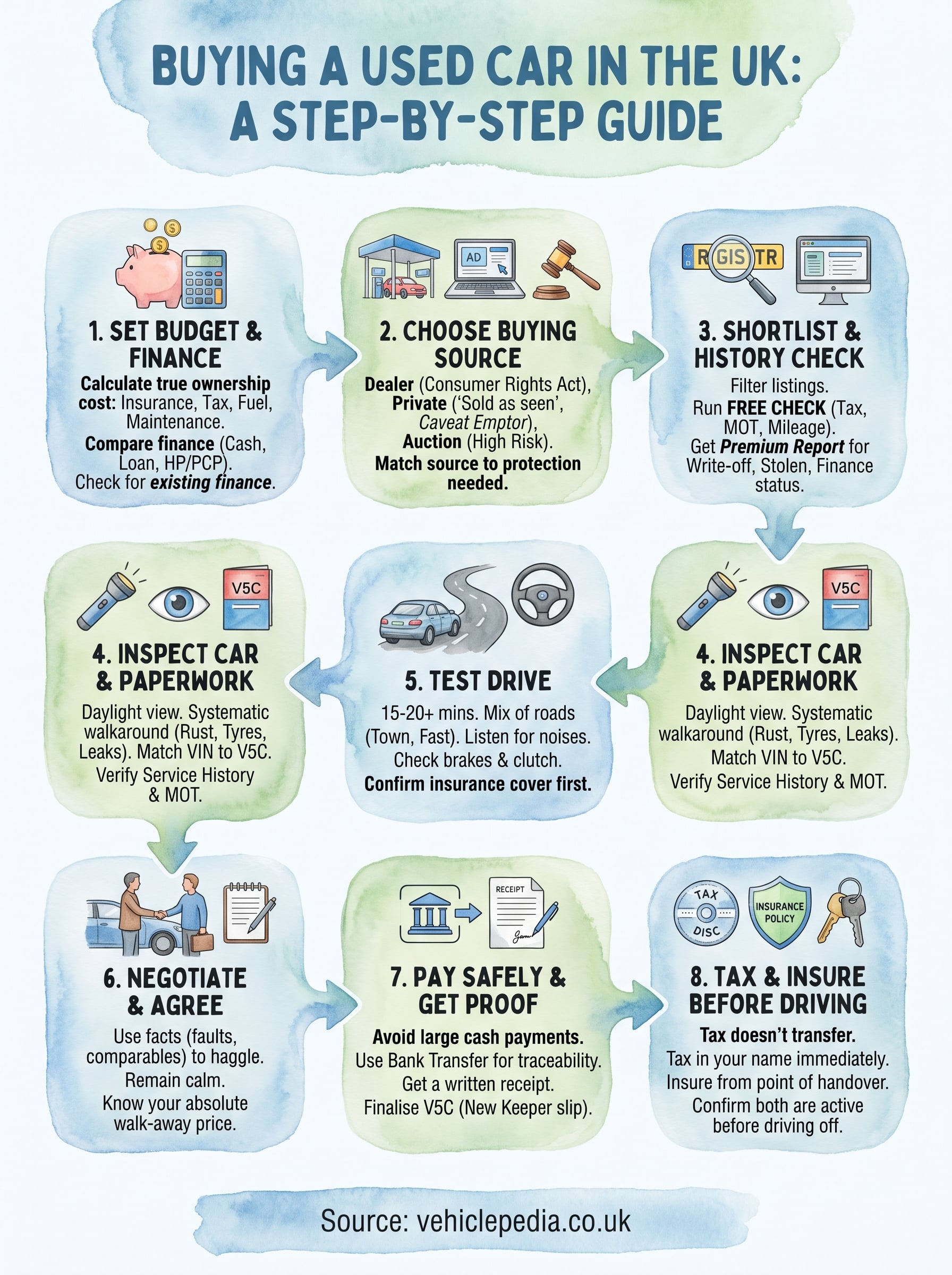 how to buy a used car uk infographic