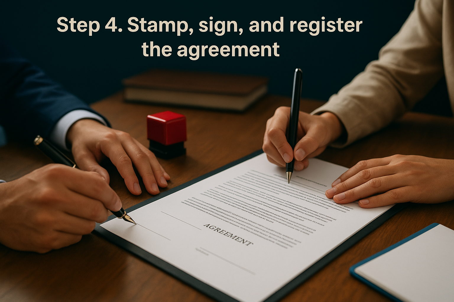 Step 4. Stamp, sign, and register the agreement