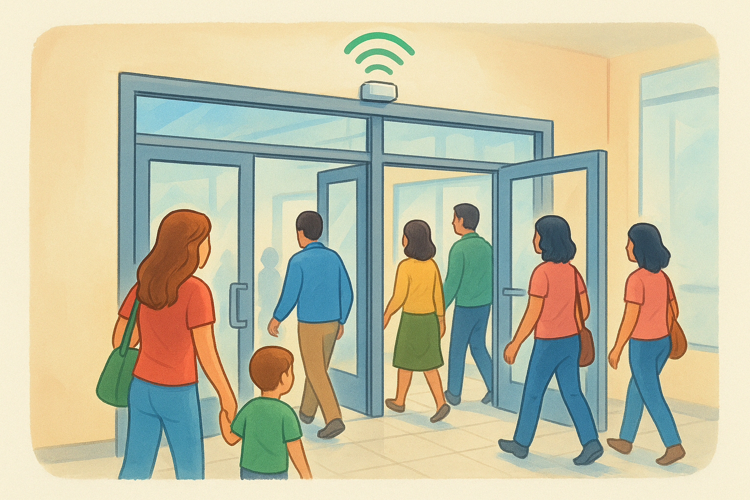 Place people counter sensors to cover the intended entrance