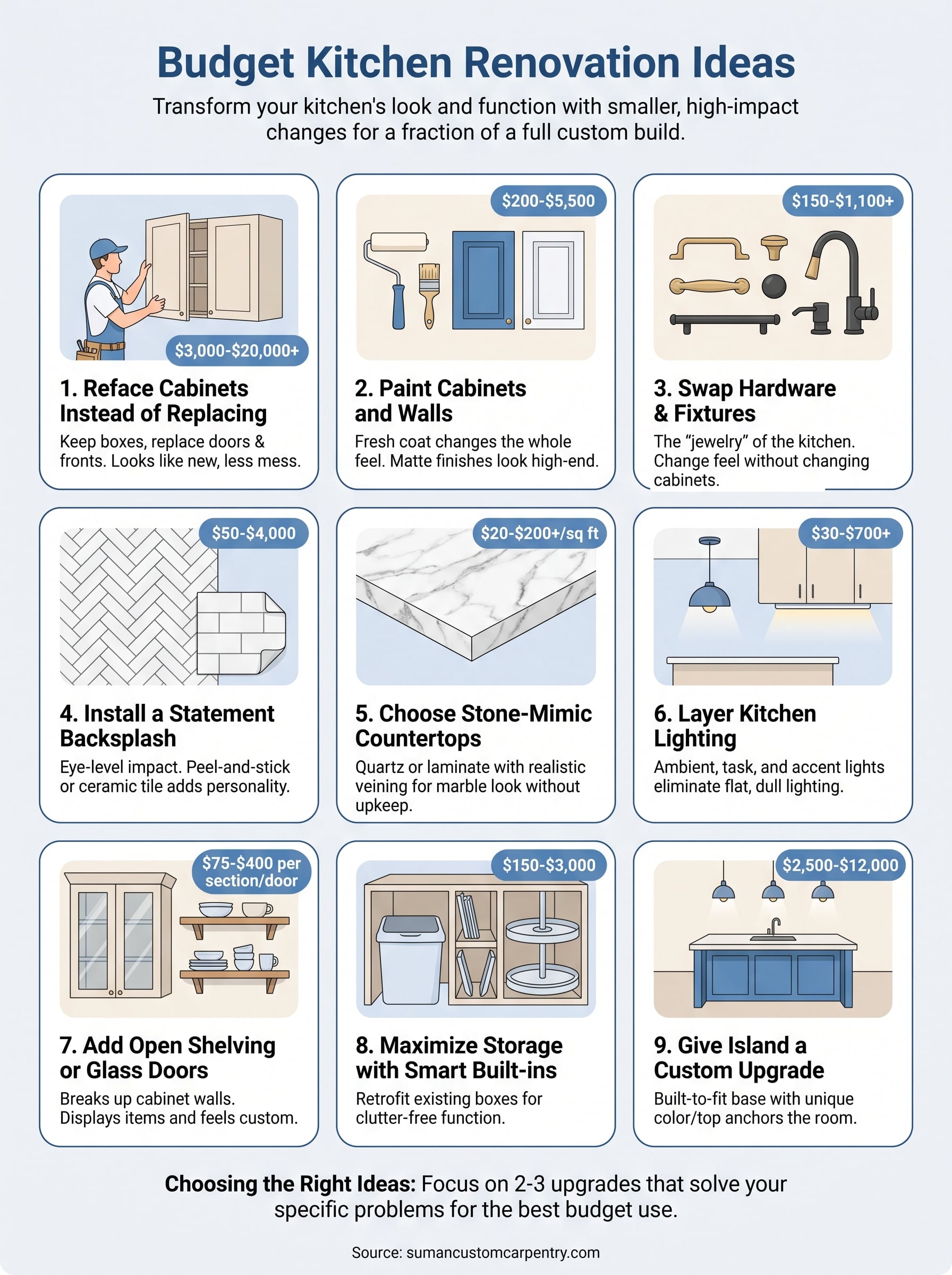 budget kitchen renovation ideas infographic