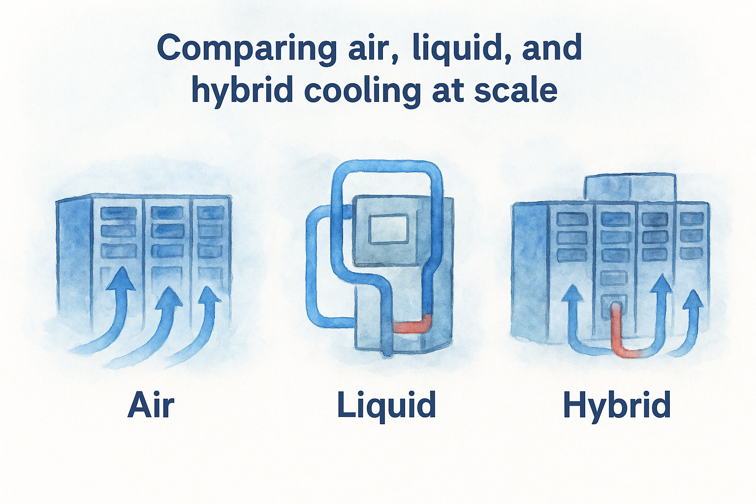 Comparing air, liquid, and hybrid cooling at scale