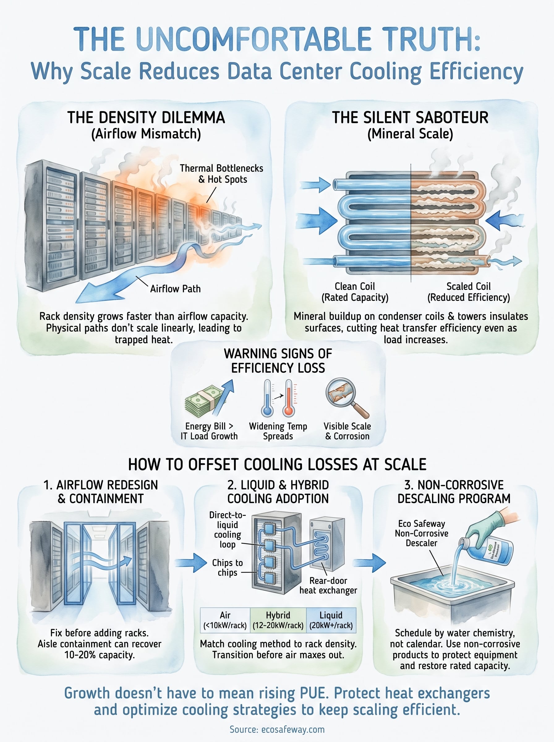 why scale reduces data center cooling efficiency infographic