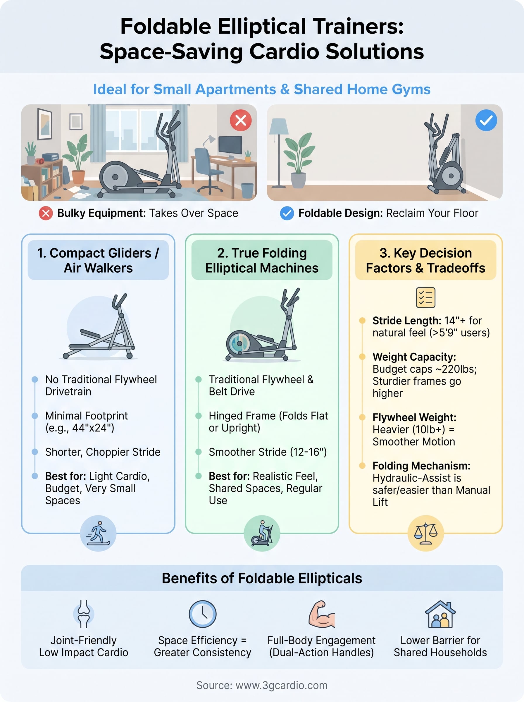 foldable elliptical trainer infographic