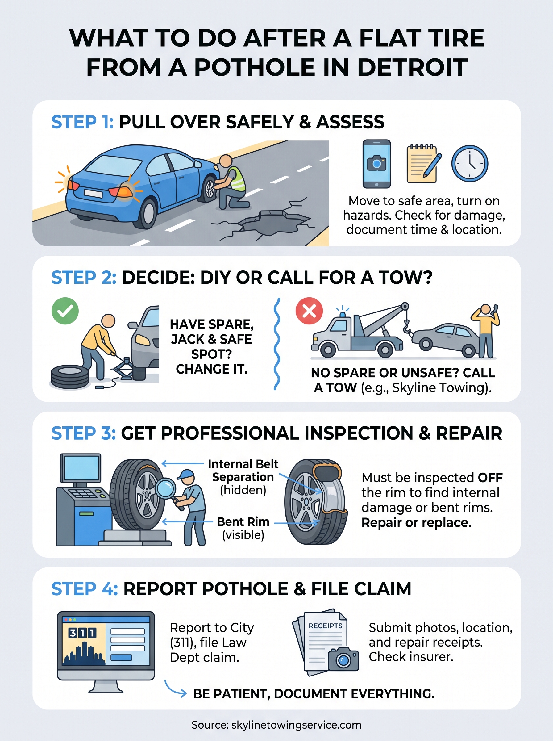 Flat Tire After Hitting a Pothole: What to Do Next flat tire from pothole infographic
