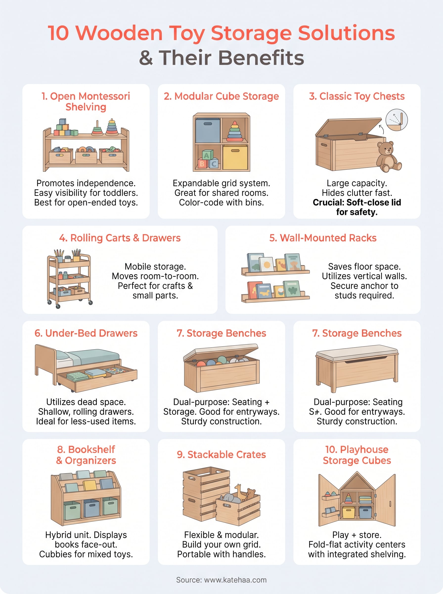 toy storage wood infographic