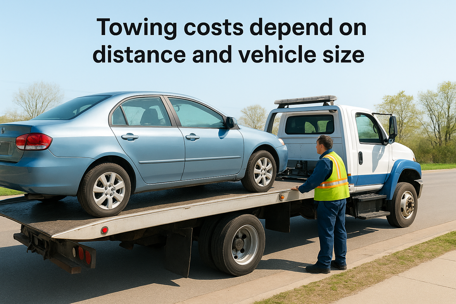 Towing costs depend on distance and vehicle size