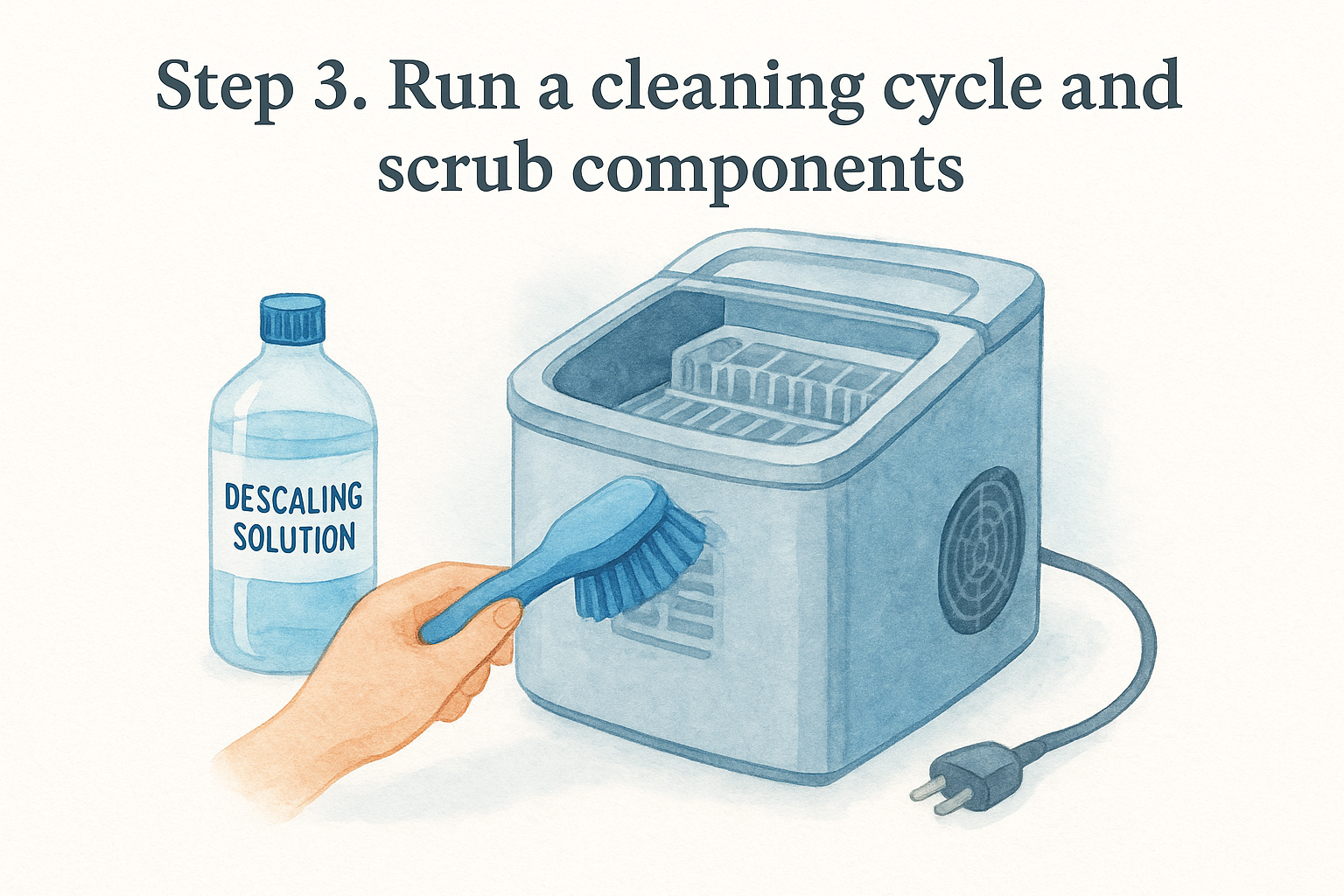 Step 3. Run a cleaning cycle and scrub components