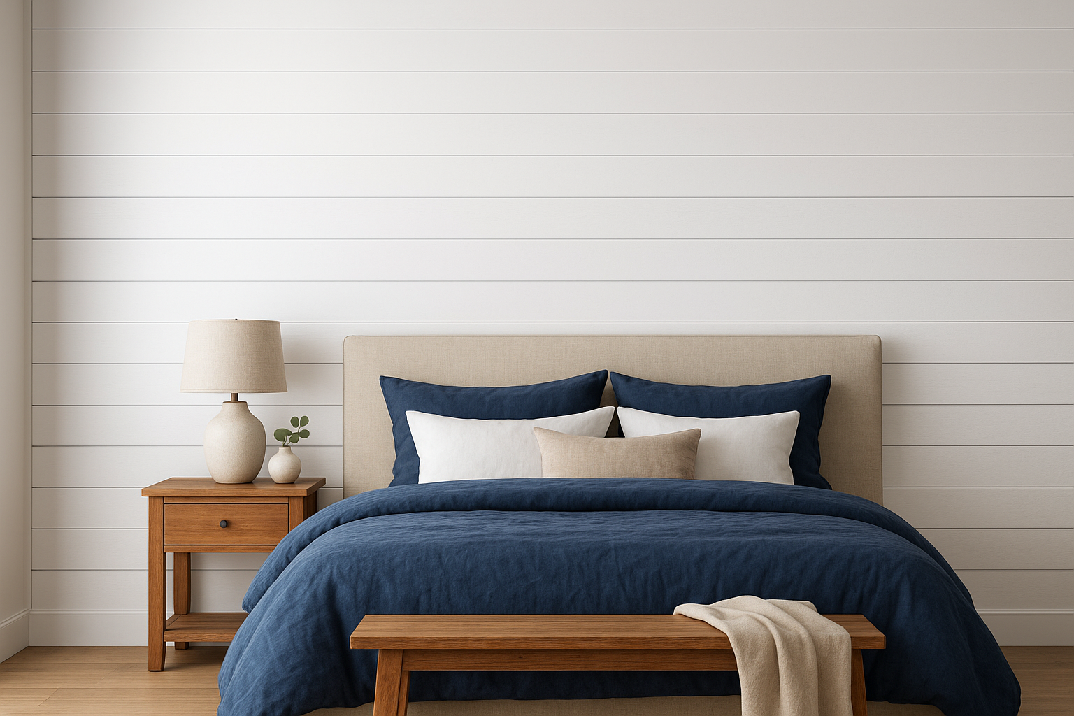 4. Shiplap wainscoting for rustic texture