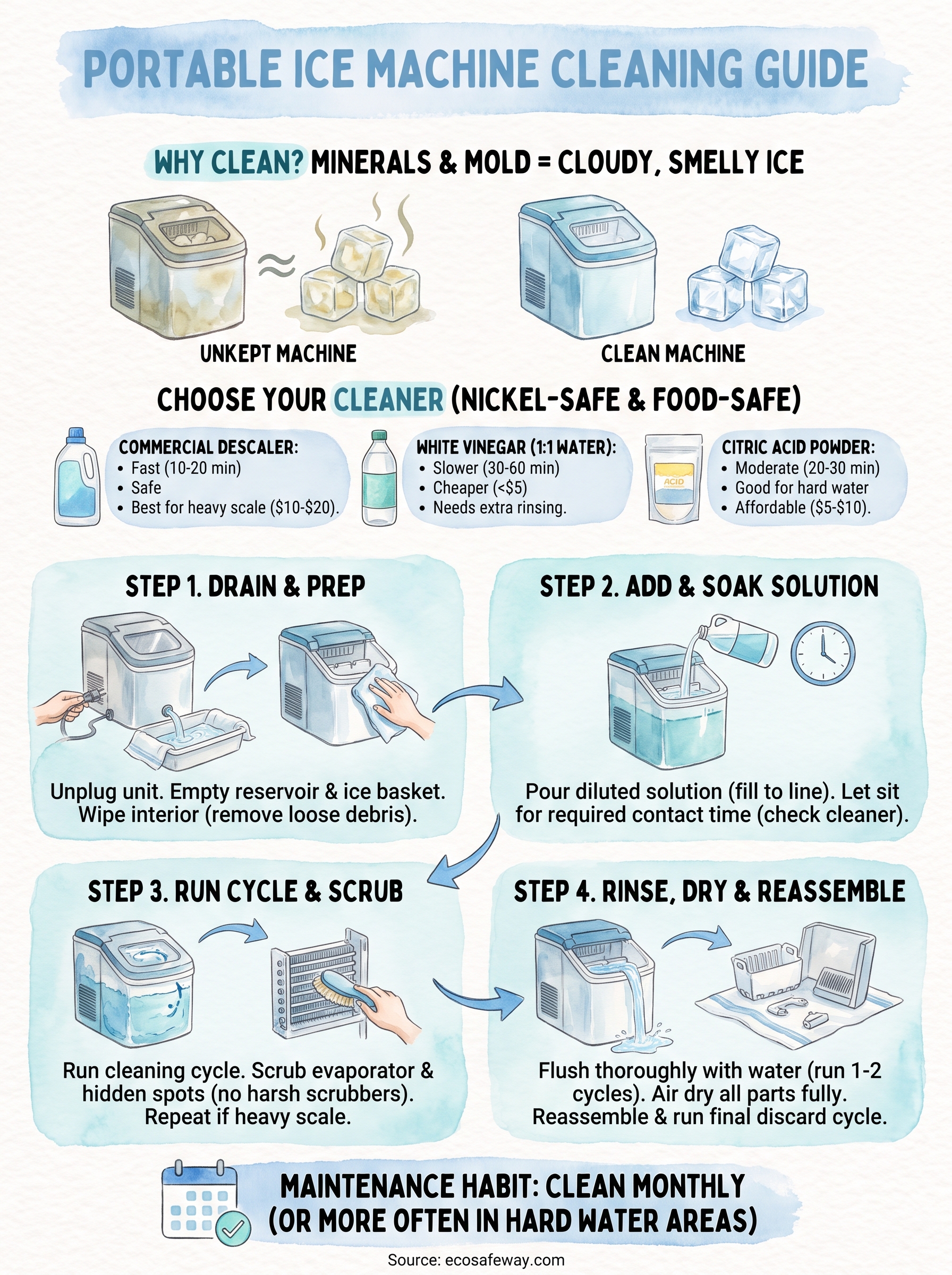 portable ice machine cleaner infographic