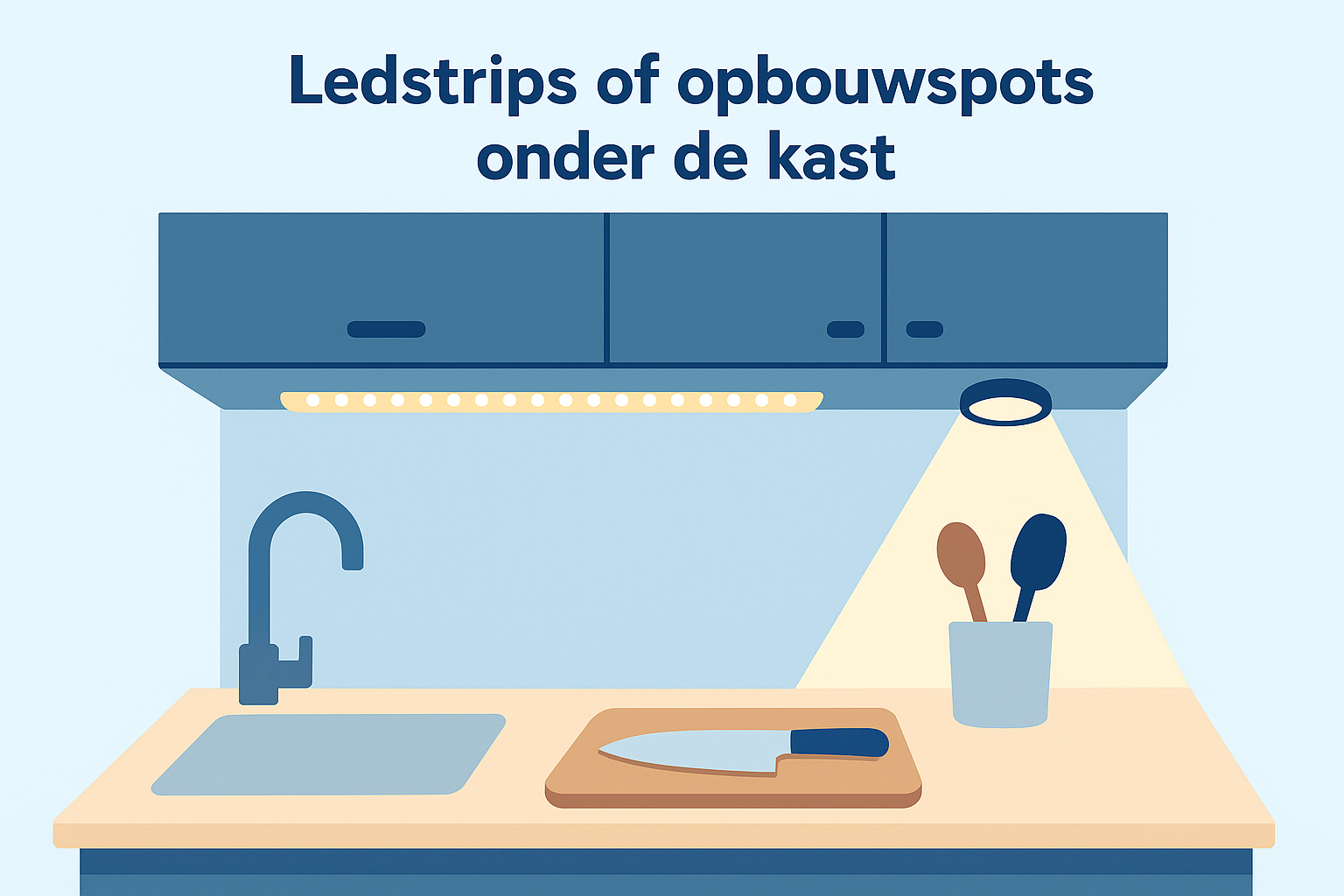 Ledstrips of opbouwspots onder de kast