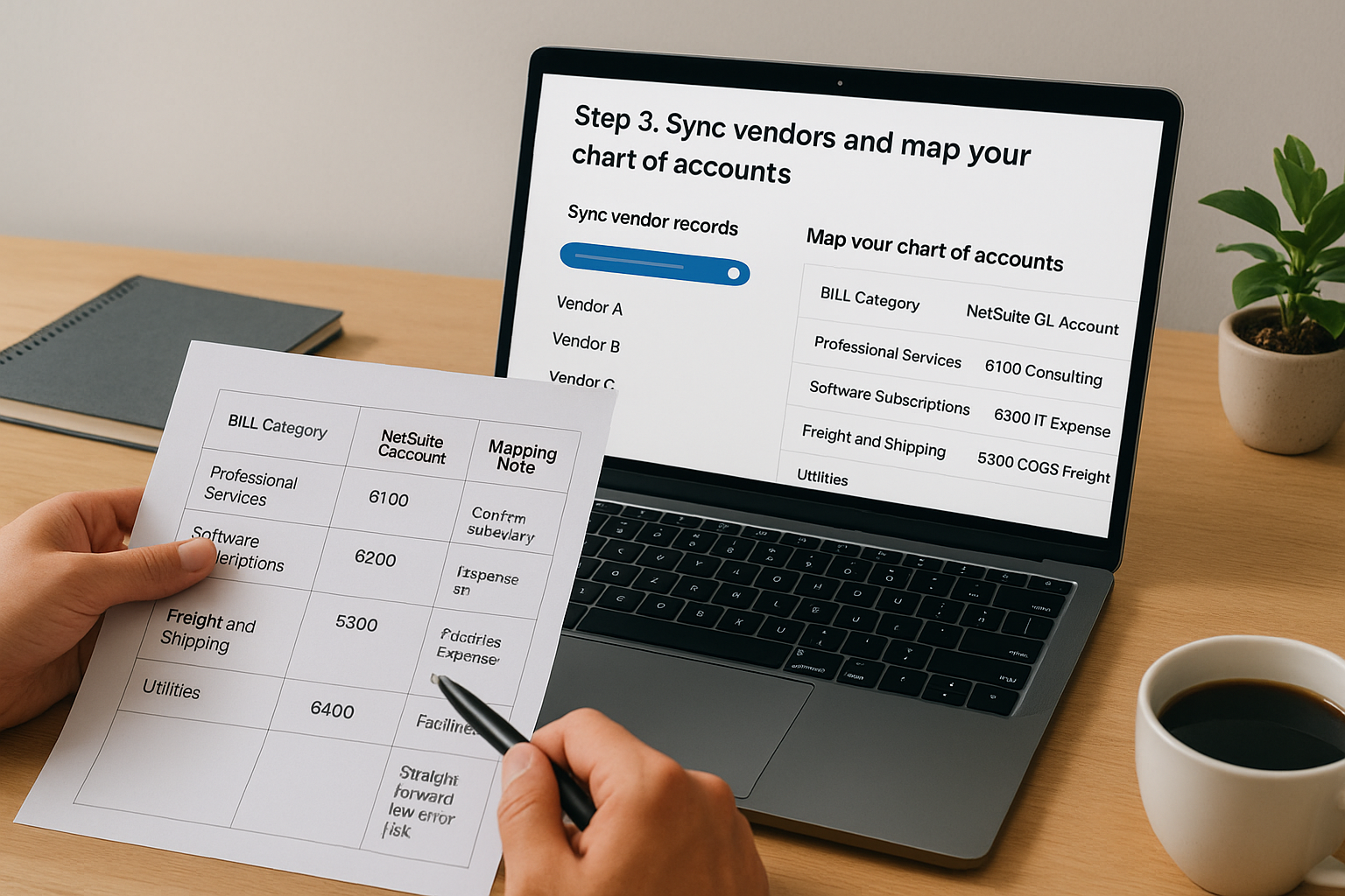 Step 3. Sync vendors and map your chart of accounts