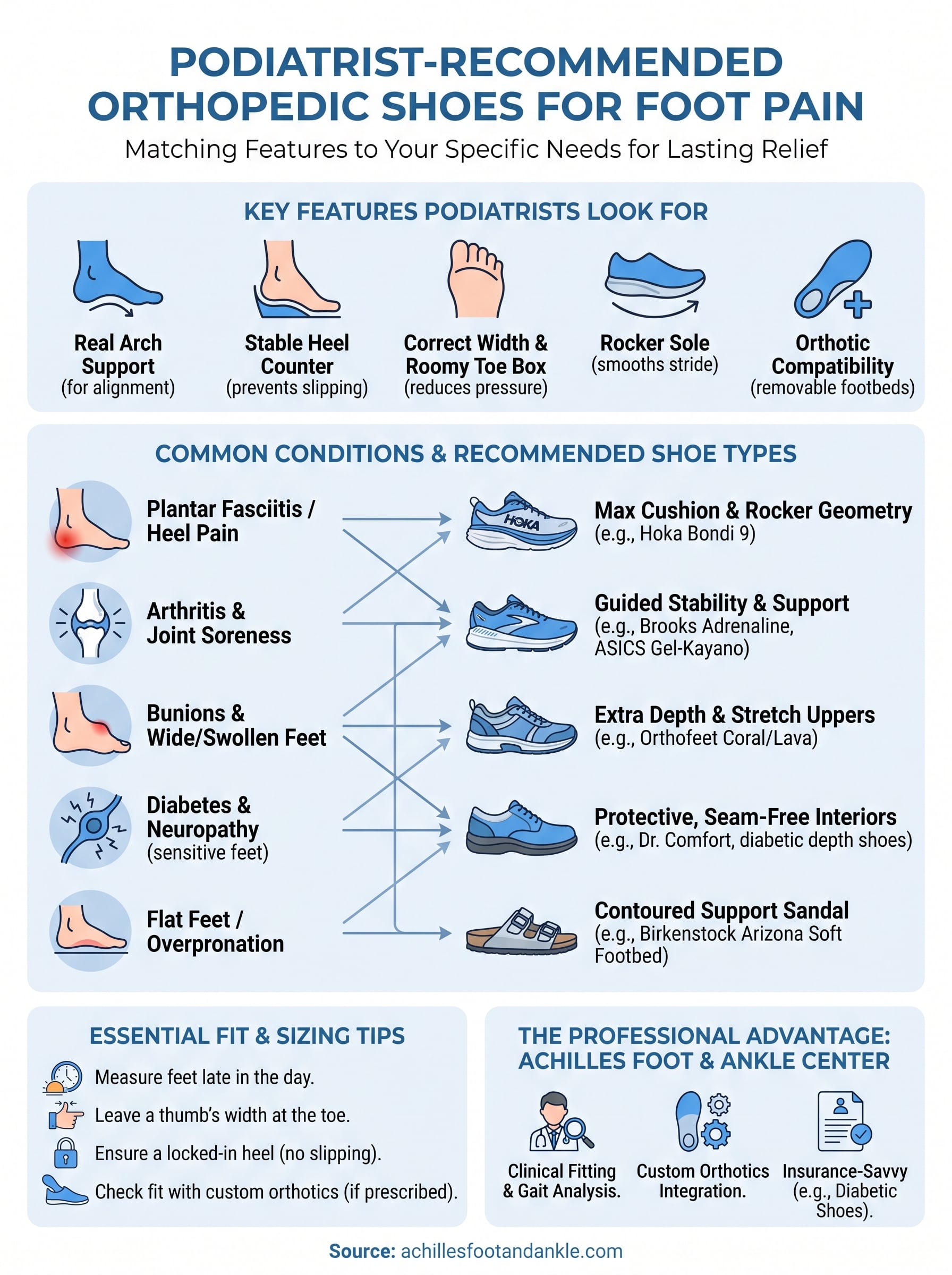 orthopedic shoes for foot pain infographic