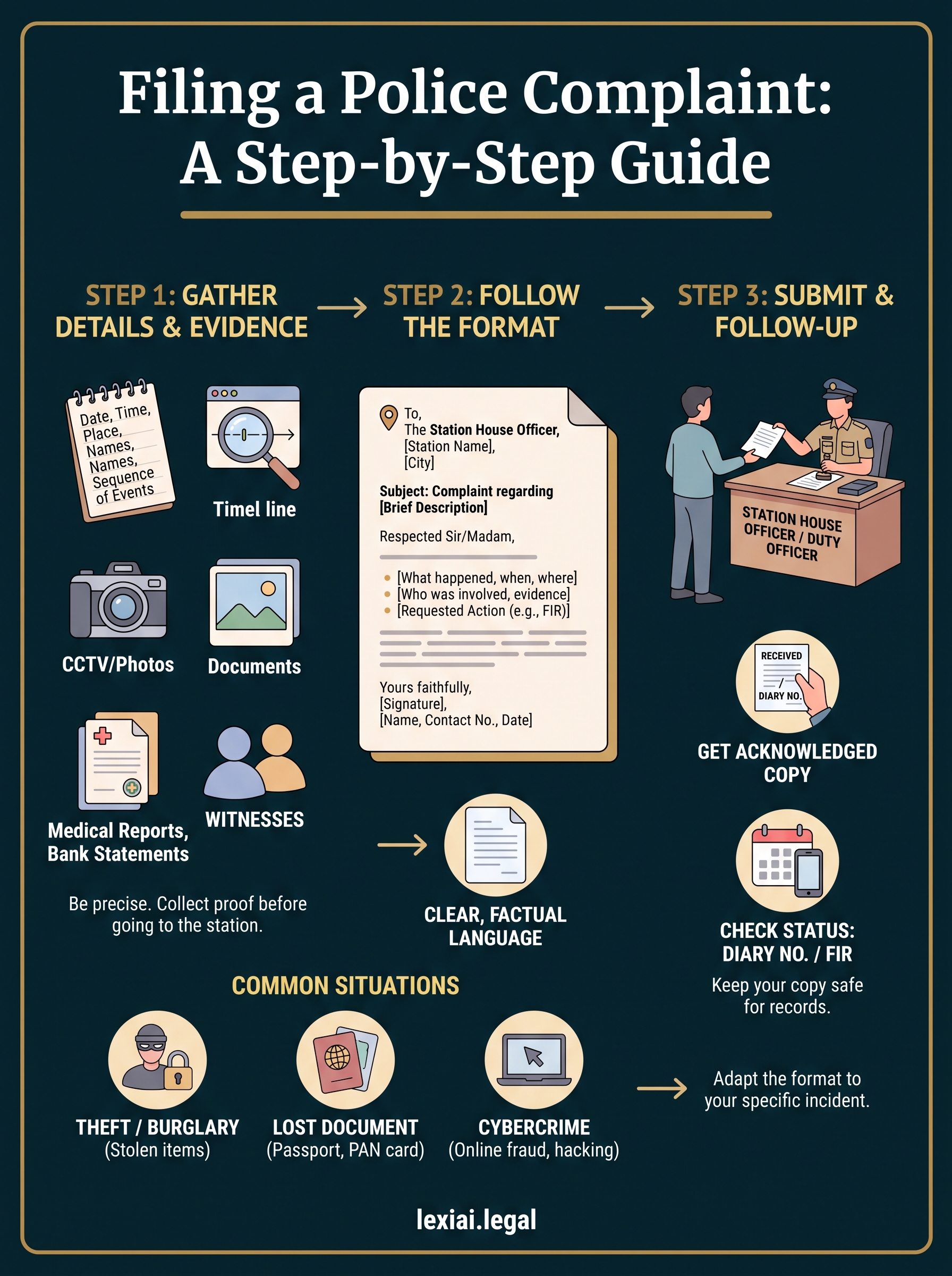 police complaint format infographic