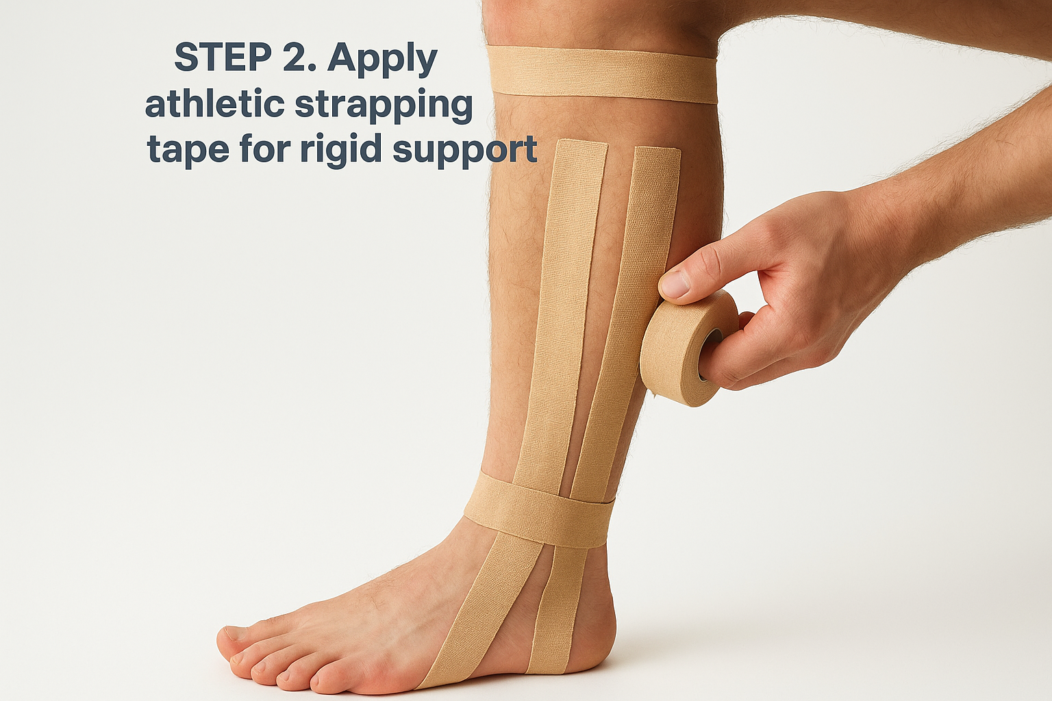 Step 2. Apply athletic strapping tape for rigid support