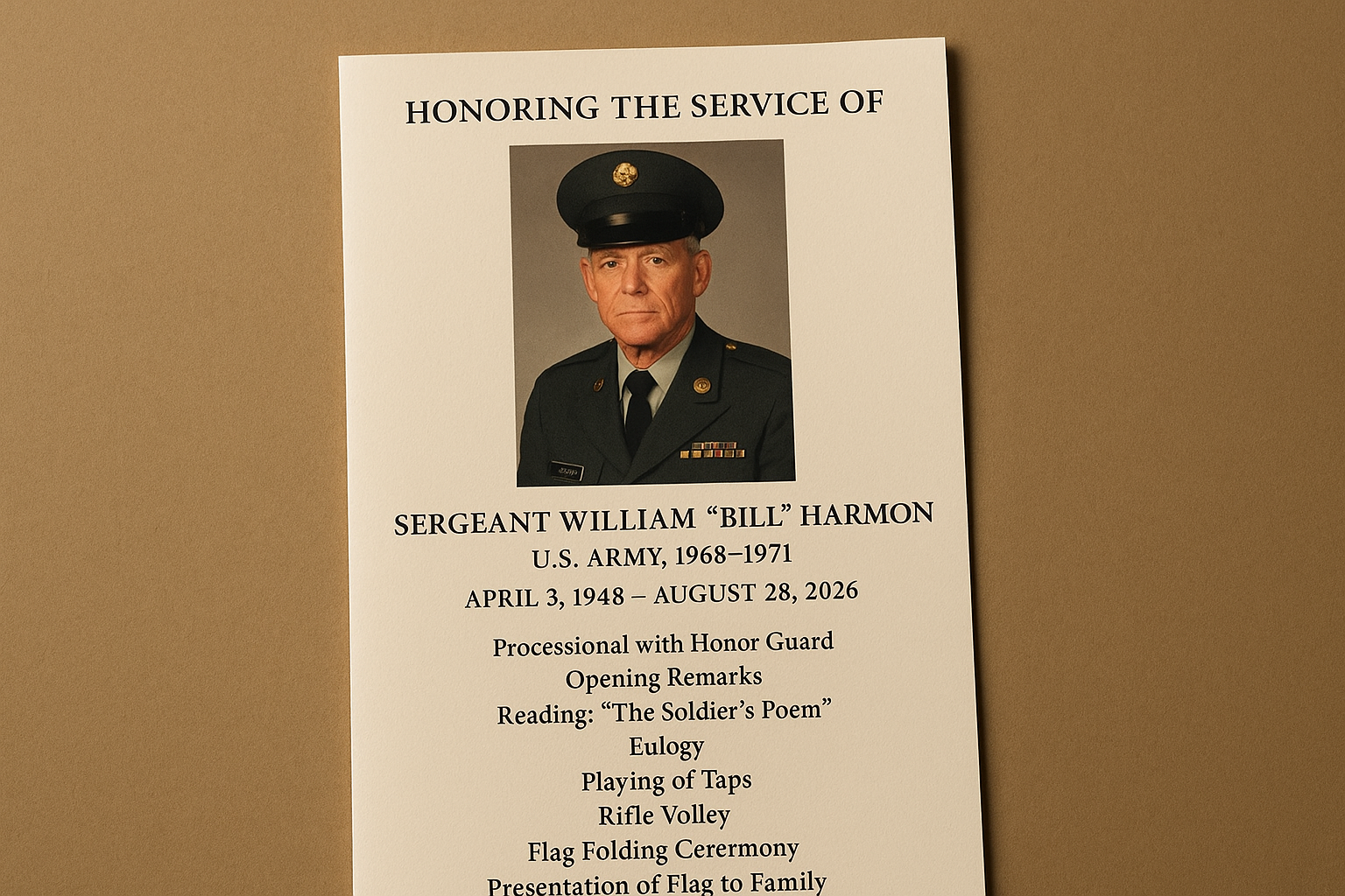 5. A military honors funeral program