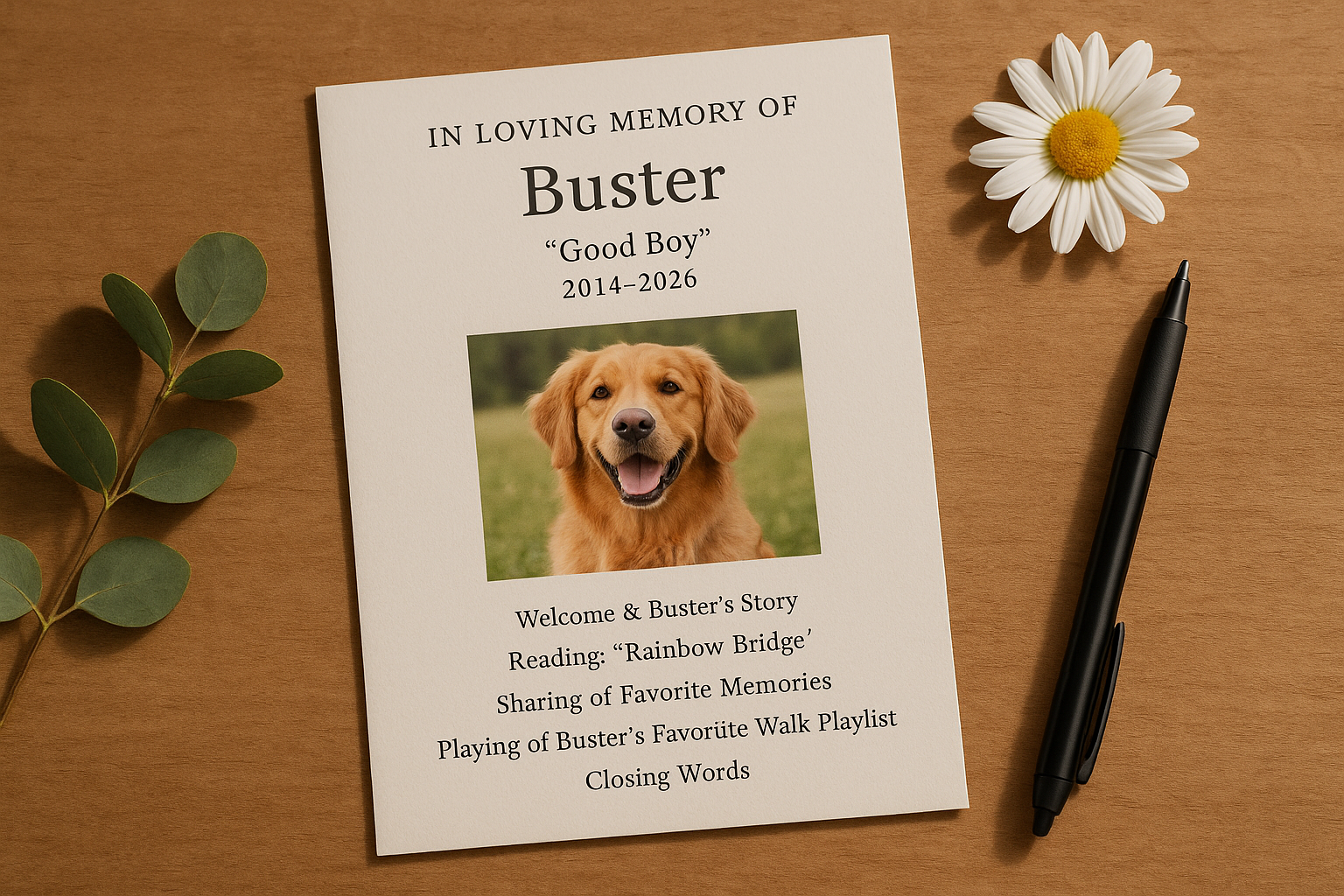 8. A pet memorial service program