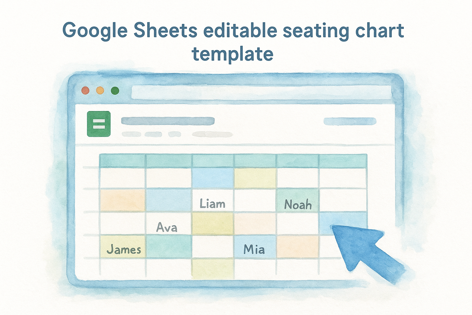 8. Google Sheets editable seating chart template
