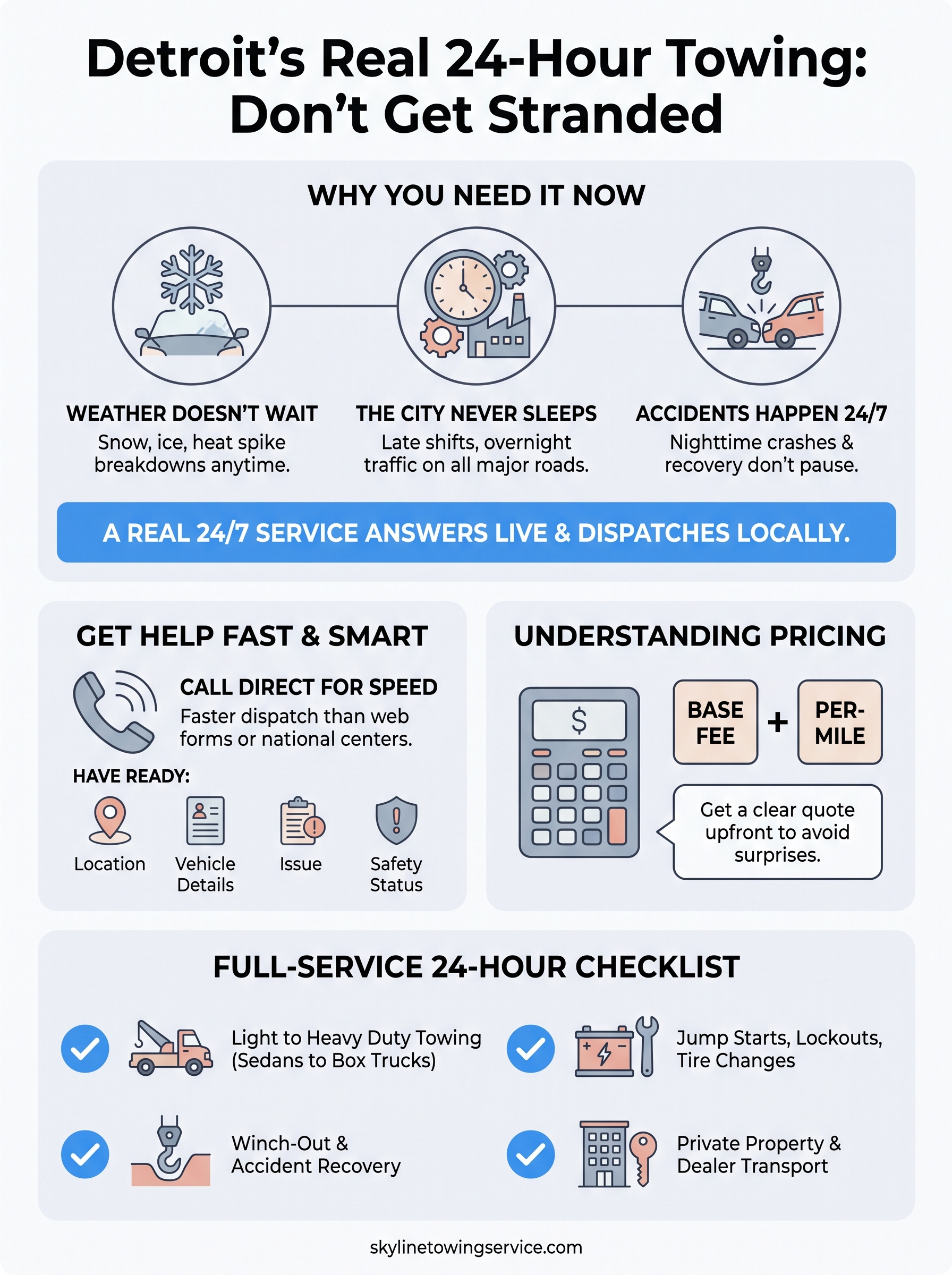 24 hour towing truck infographic