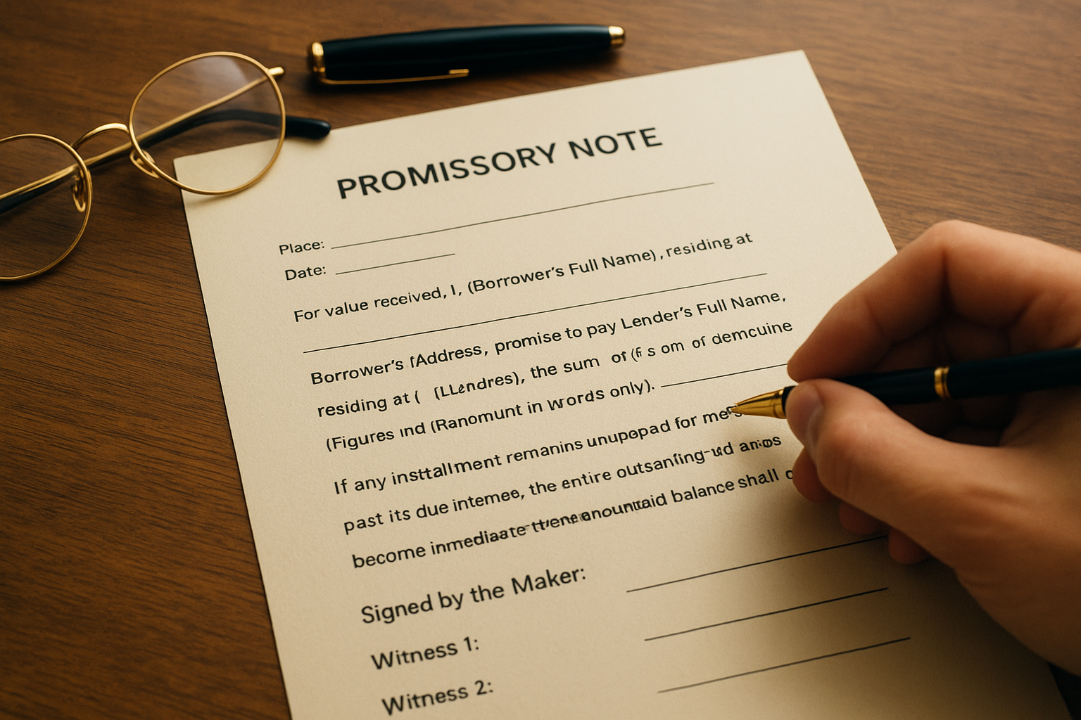 Sample promissory note format for a personal loan