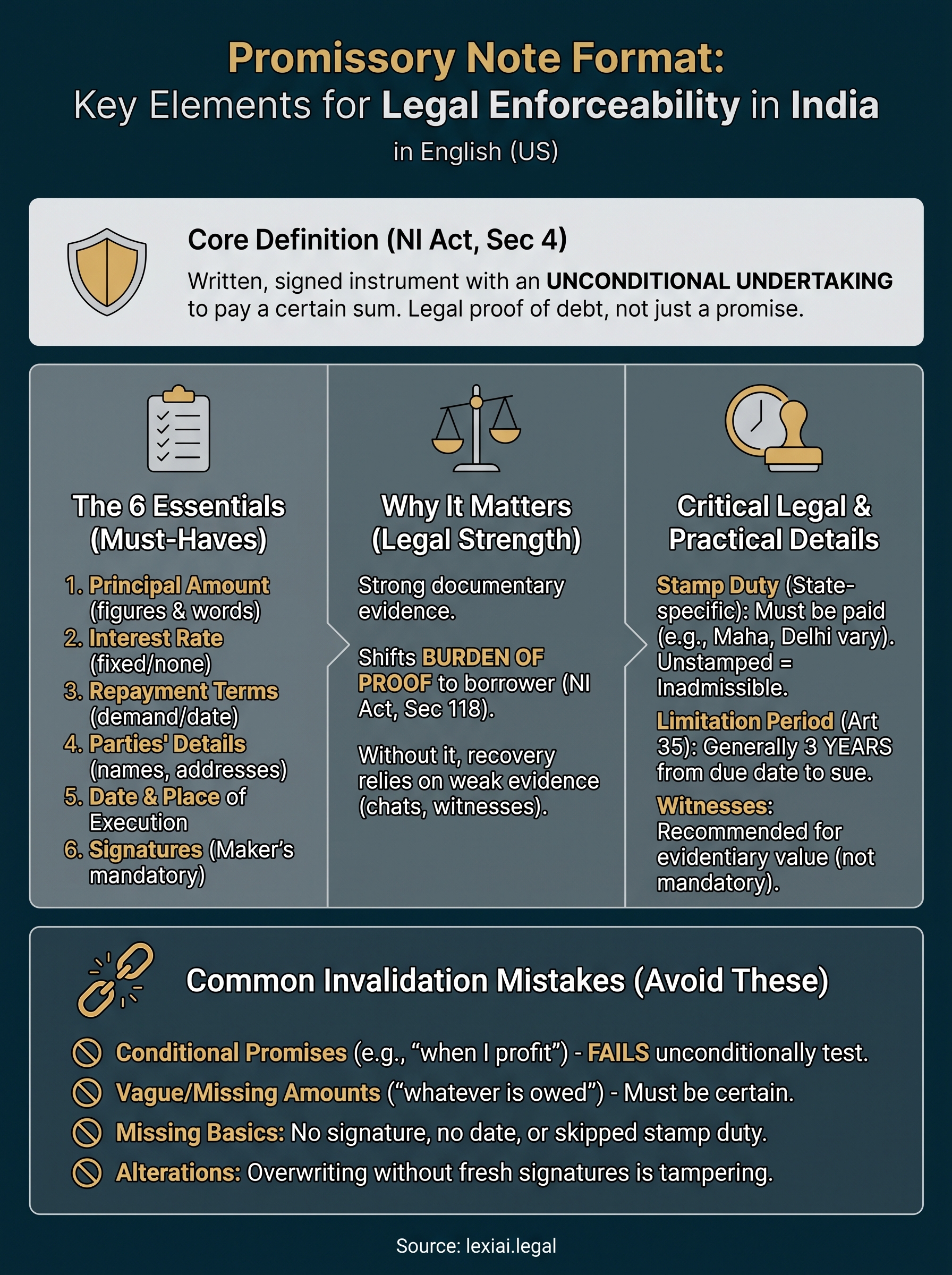 promissory note format infographic