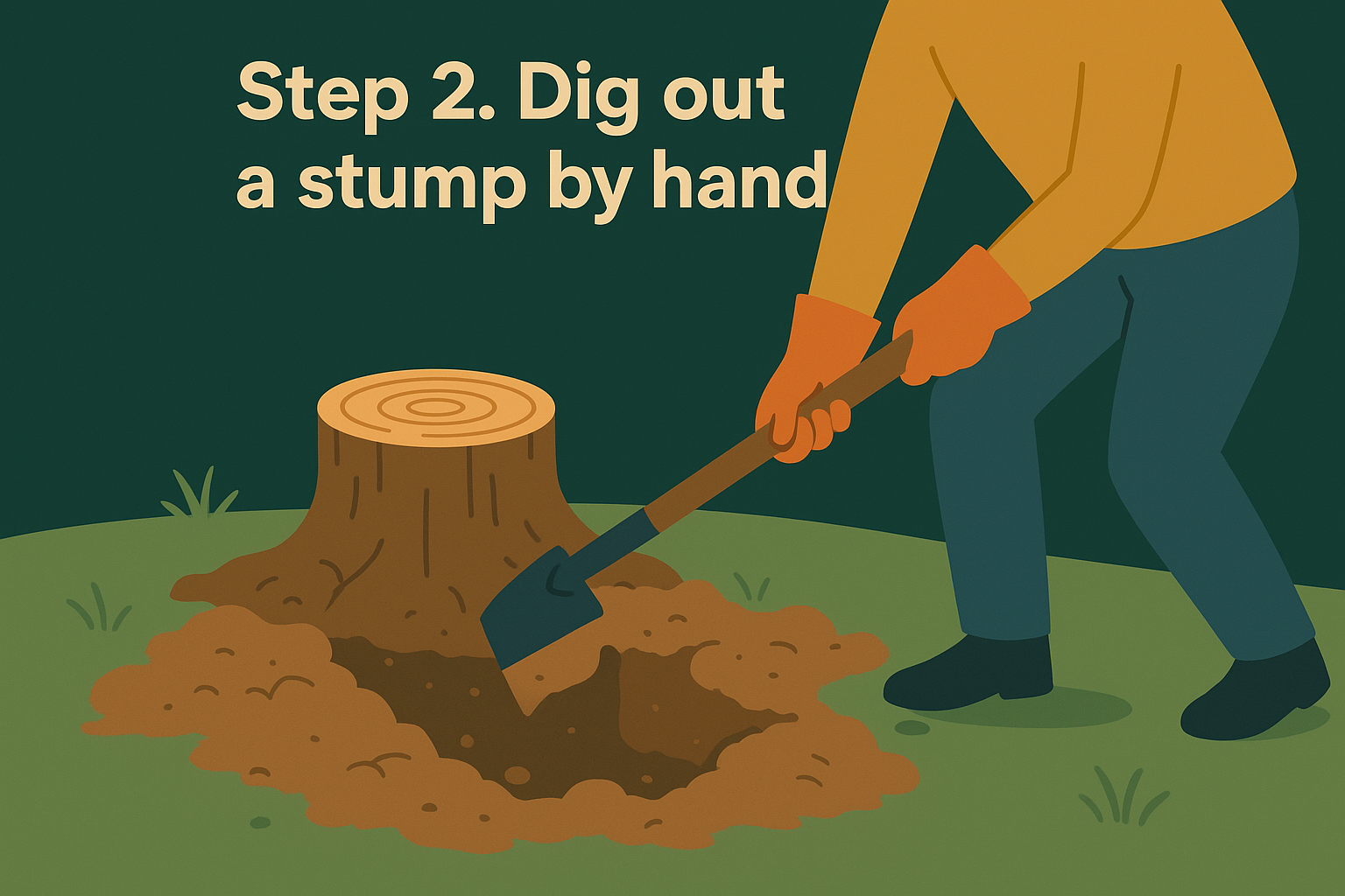 Step 2. Dig out a stump by hand