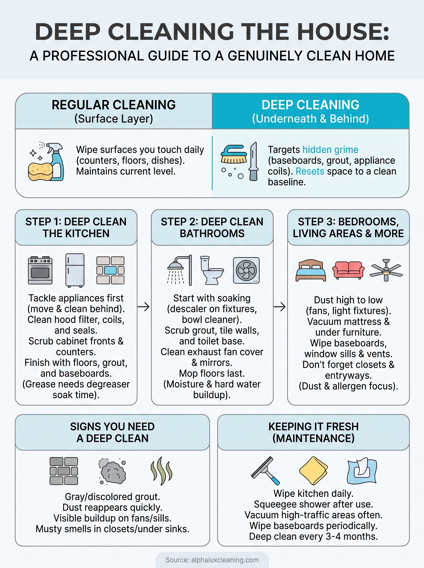 deep cleaning the house infographic