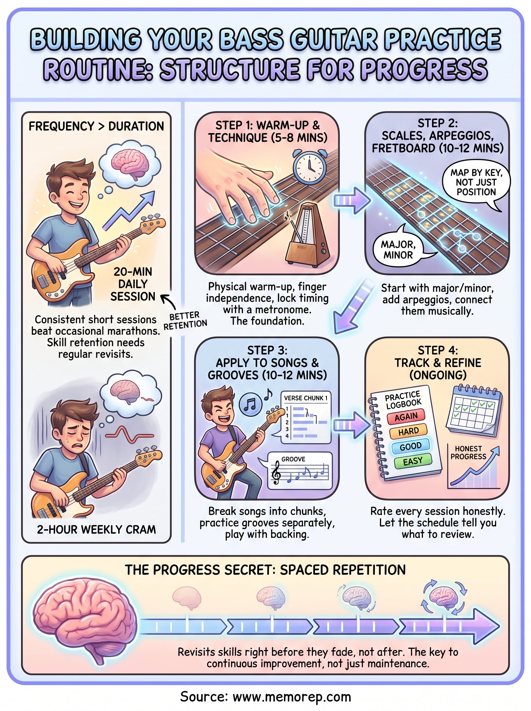 bass guitar practice routine infographic