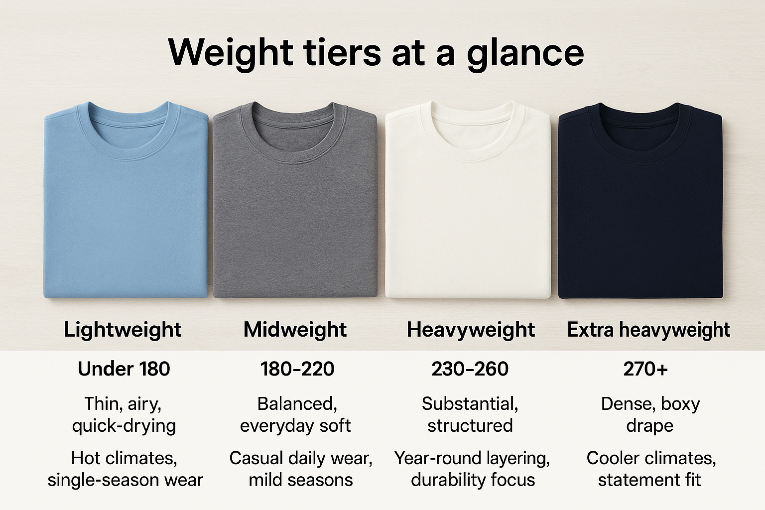 Weight tiers at a glance